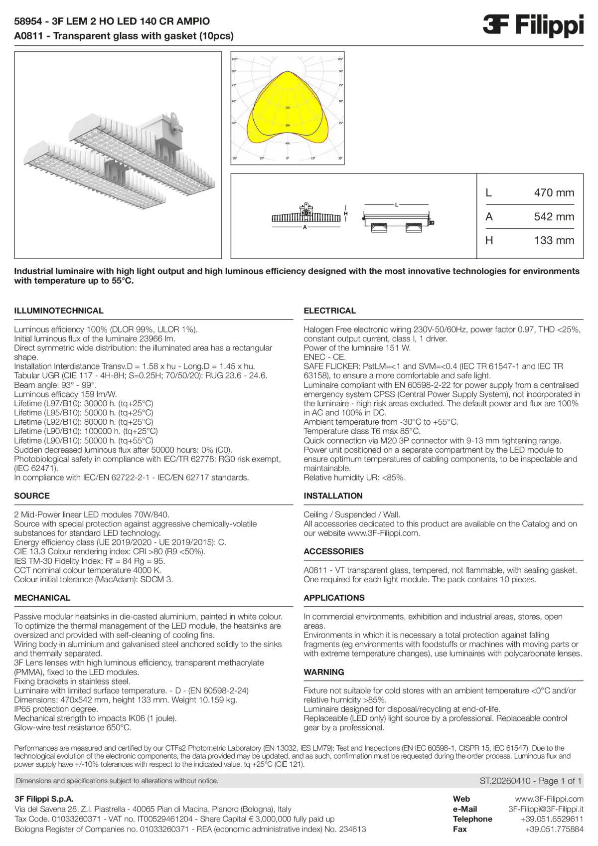 58954+A0811 - 3F LEM 2 HO LED 140 CR AMPIO + VT - Datasheet - en