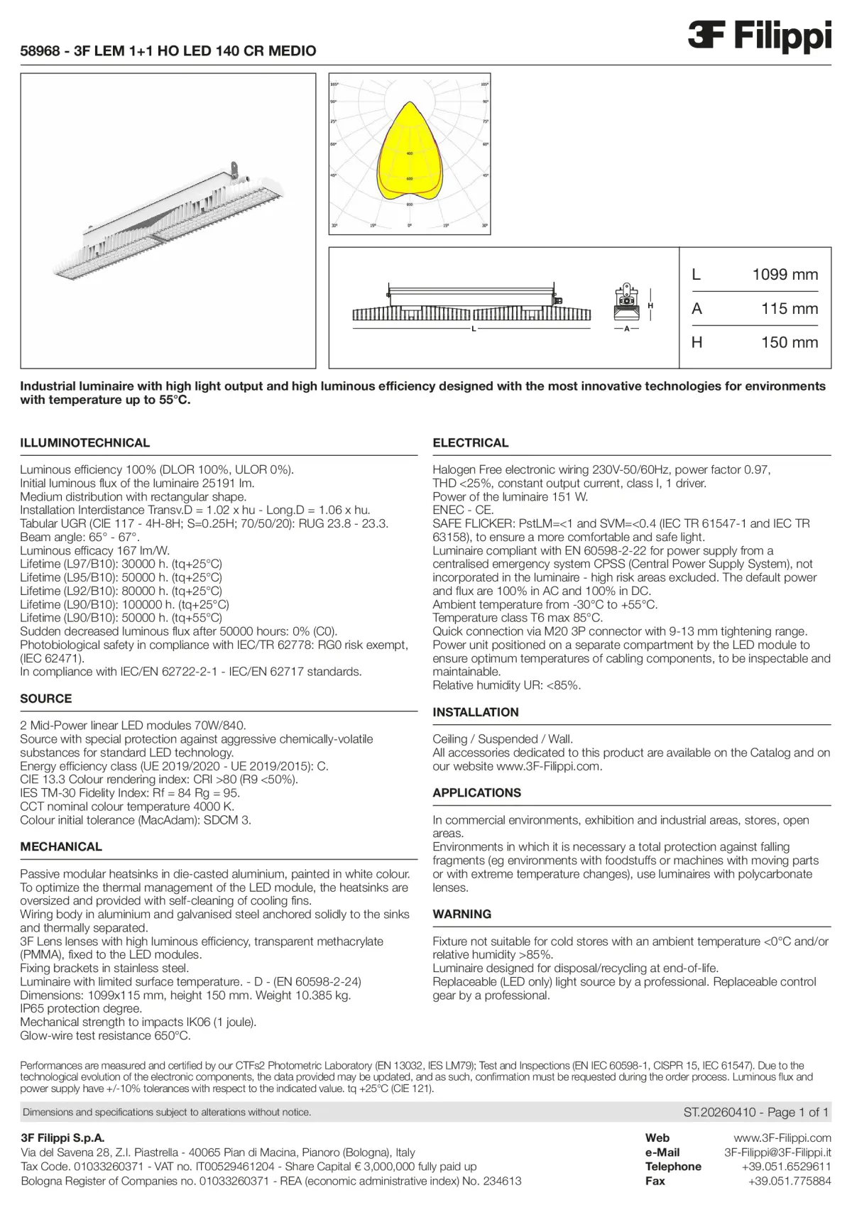 58968 - 3F LEM 1+1 HO LED 140 CR MEDIO - Datasheet - en