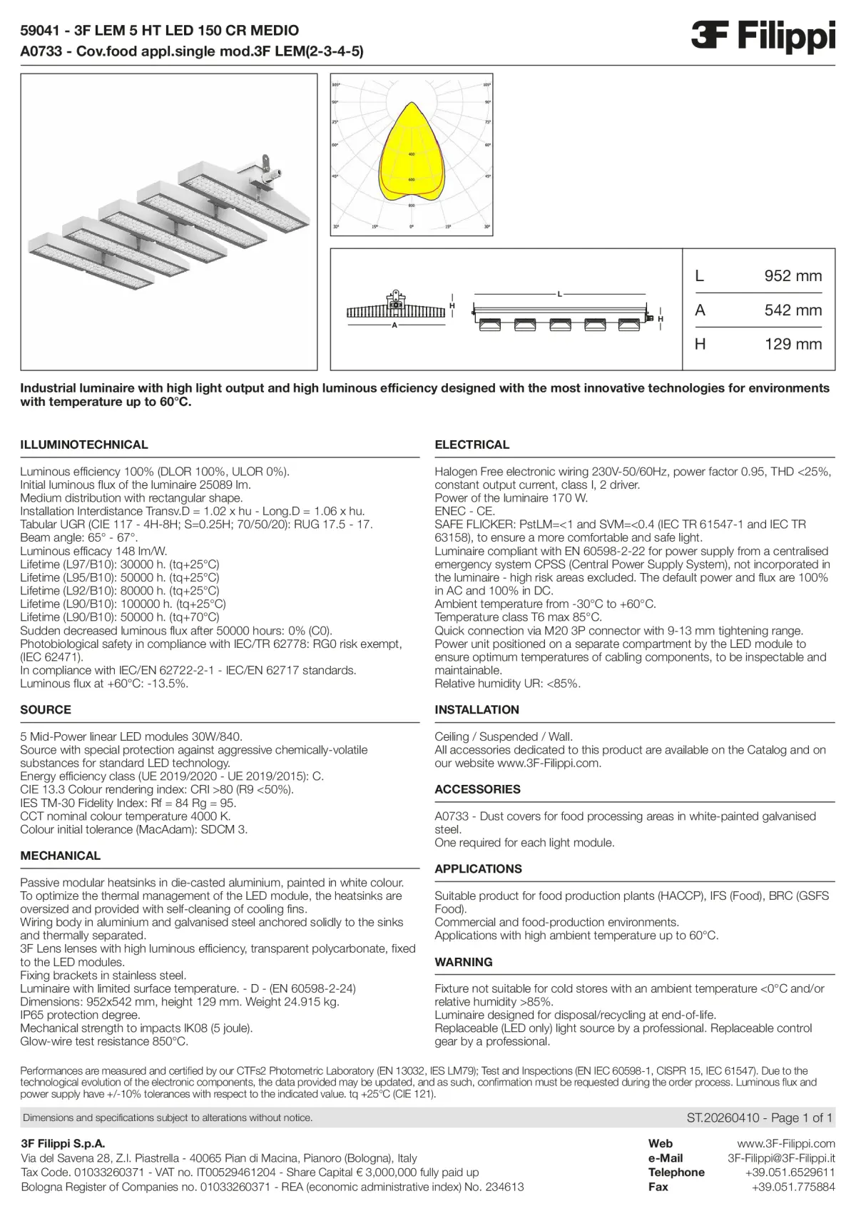 59041+A0733 - 3F LEM 5 HT LED 150 CR MEDIO + FOOD - Datasheet - en