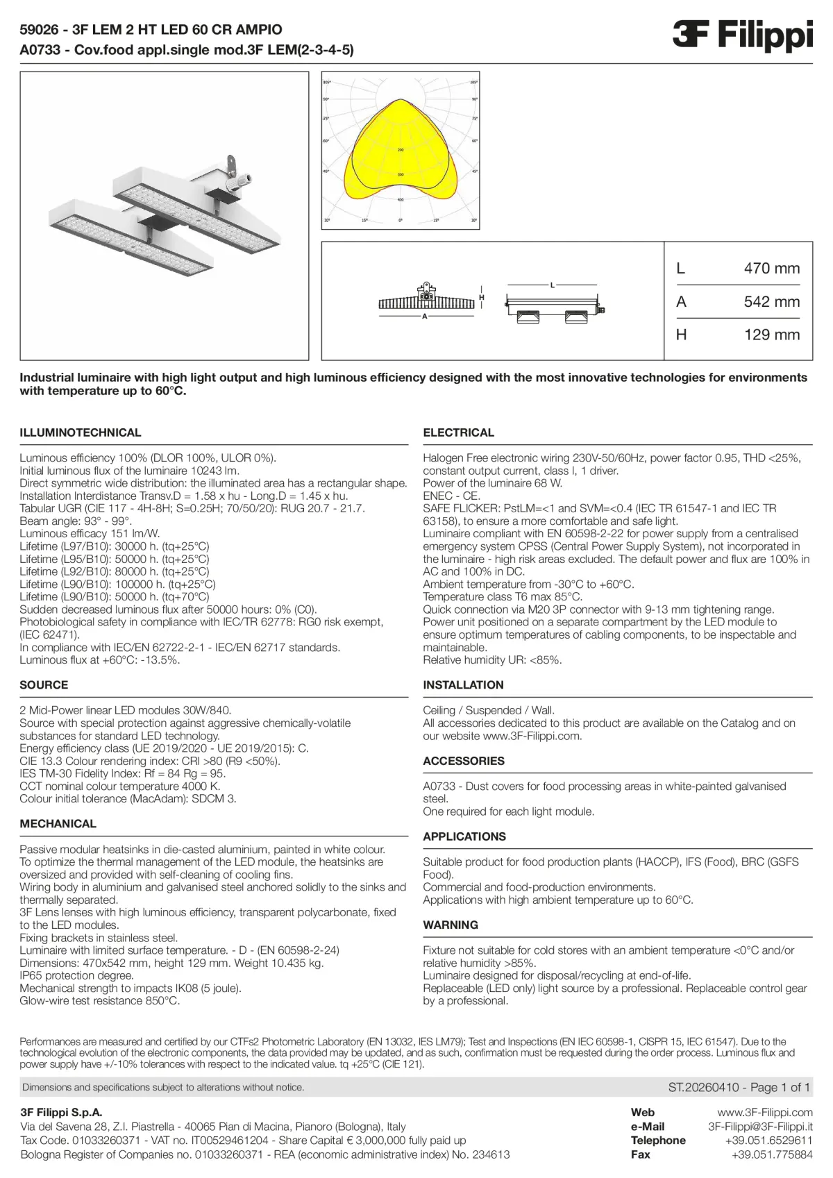 59026+A0733 - 3F LEM 2 HT LED 60 CR AMPIO + FOOD - Datasheet - en