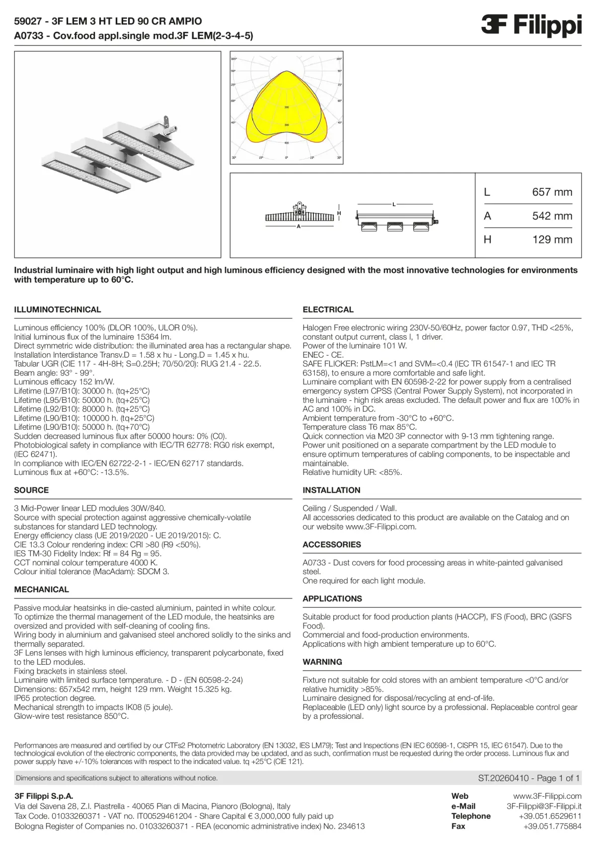 59027+A0733 - 3F LEM 3 HT LED 90 CR AMPIO + FOOD - Datasheet - en