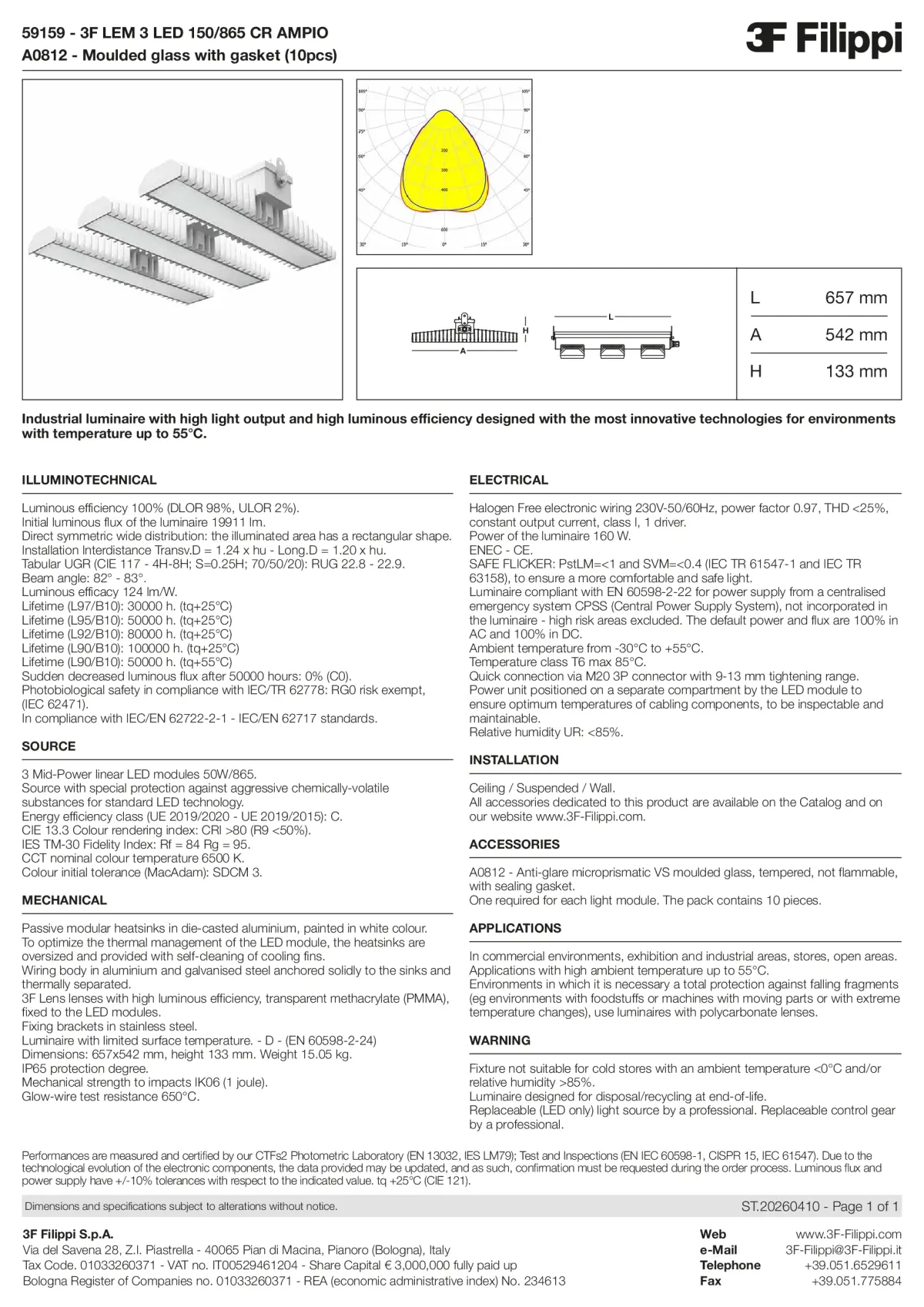 59159+A0812 - 3F LEM 3 LED 150-865 CR AMPIO + VS - Datasheet - en