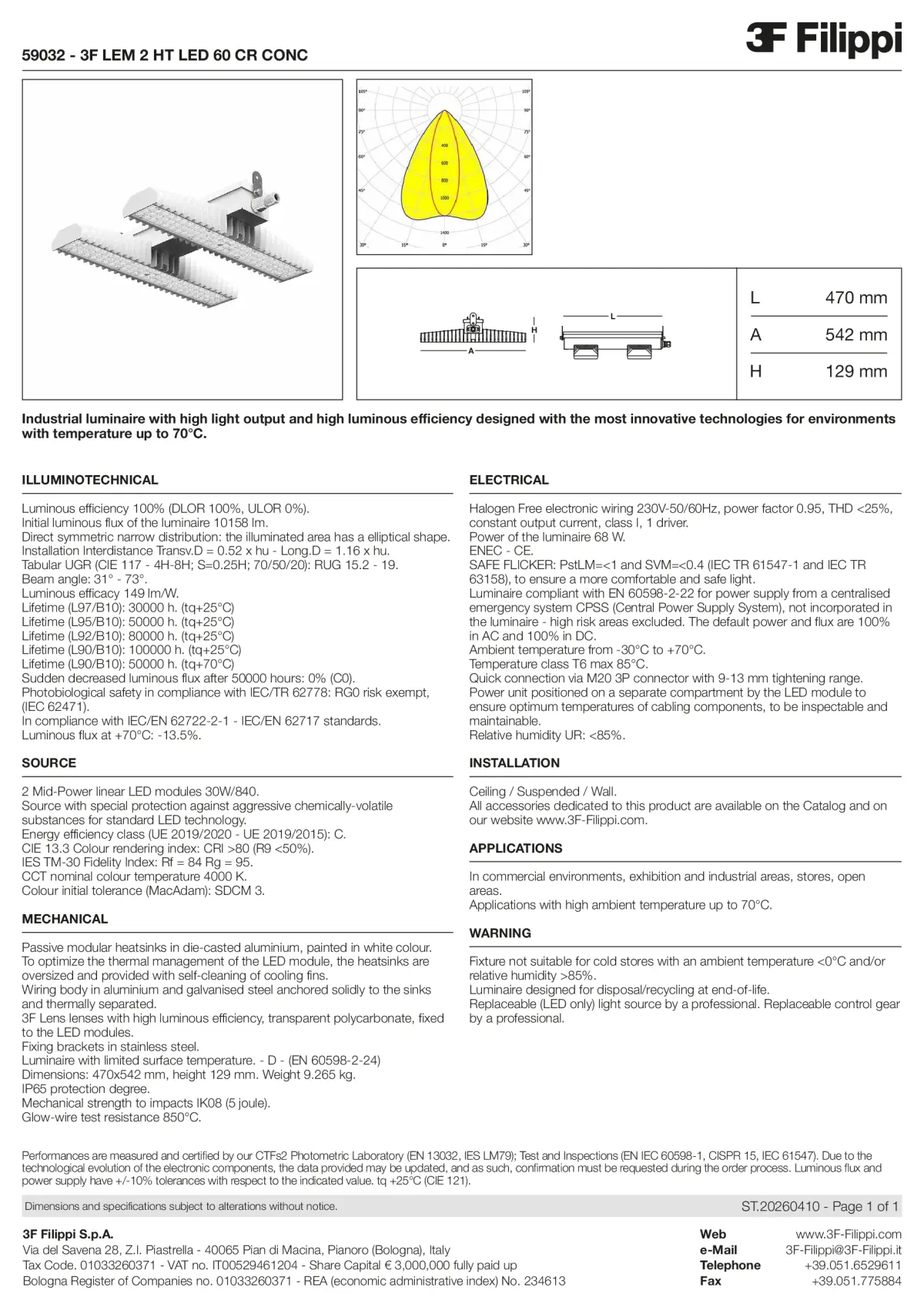 59032 - 3F LEM 2 HT LED 60 CR CONC - Datasheet - en