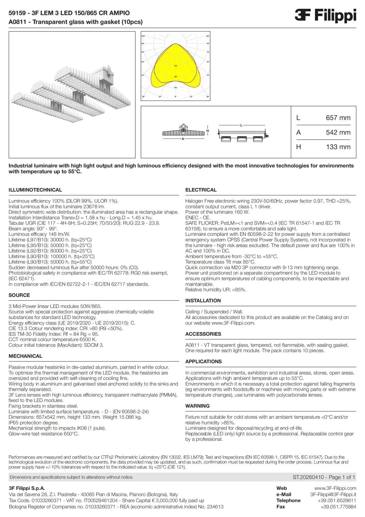 59159+A0811 - 3F LEM 3 LED 150-865 CR AMPIO + VT - Datasheet - en