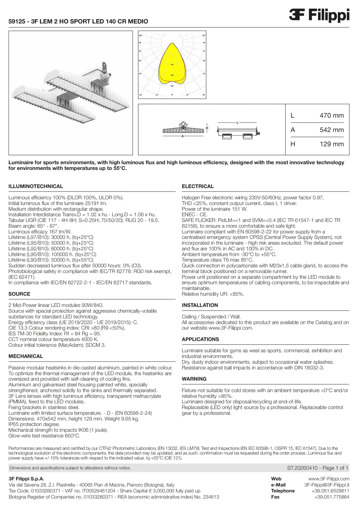59125 - 3F LEM 2 HO SPORT LED 140 CR MEDIO - Datasheet - en