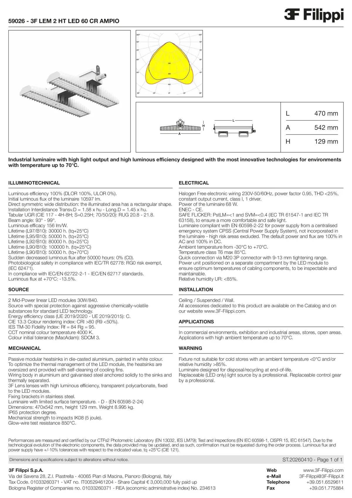59026 - 3F LEM 2 HT LED 60 CR AMPIO - Datasheet - en