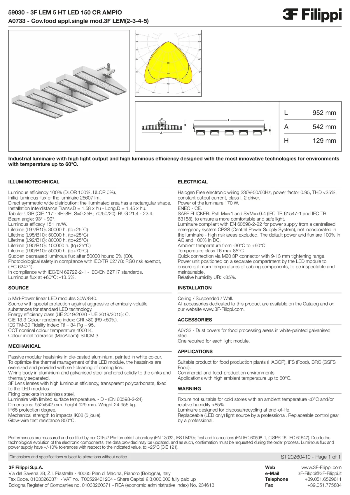 59030+A0733 - 3F LEM 5 HT LED 150 CR AMPIO + FOOD - Datasheet - en