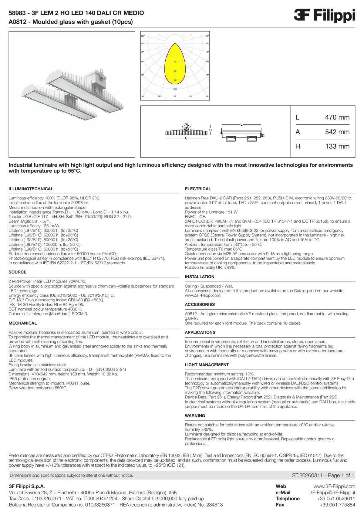 58983+A0812 - 3F LEM 2 HO LED 140 DALI CR MEDIO + VS - Datasheet - en