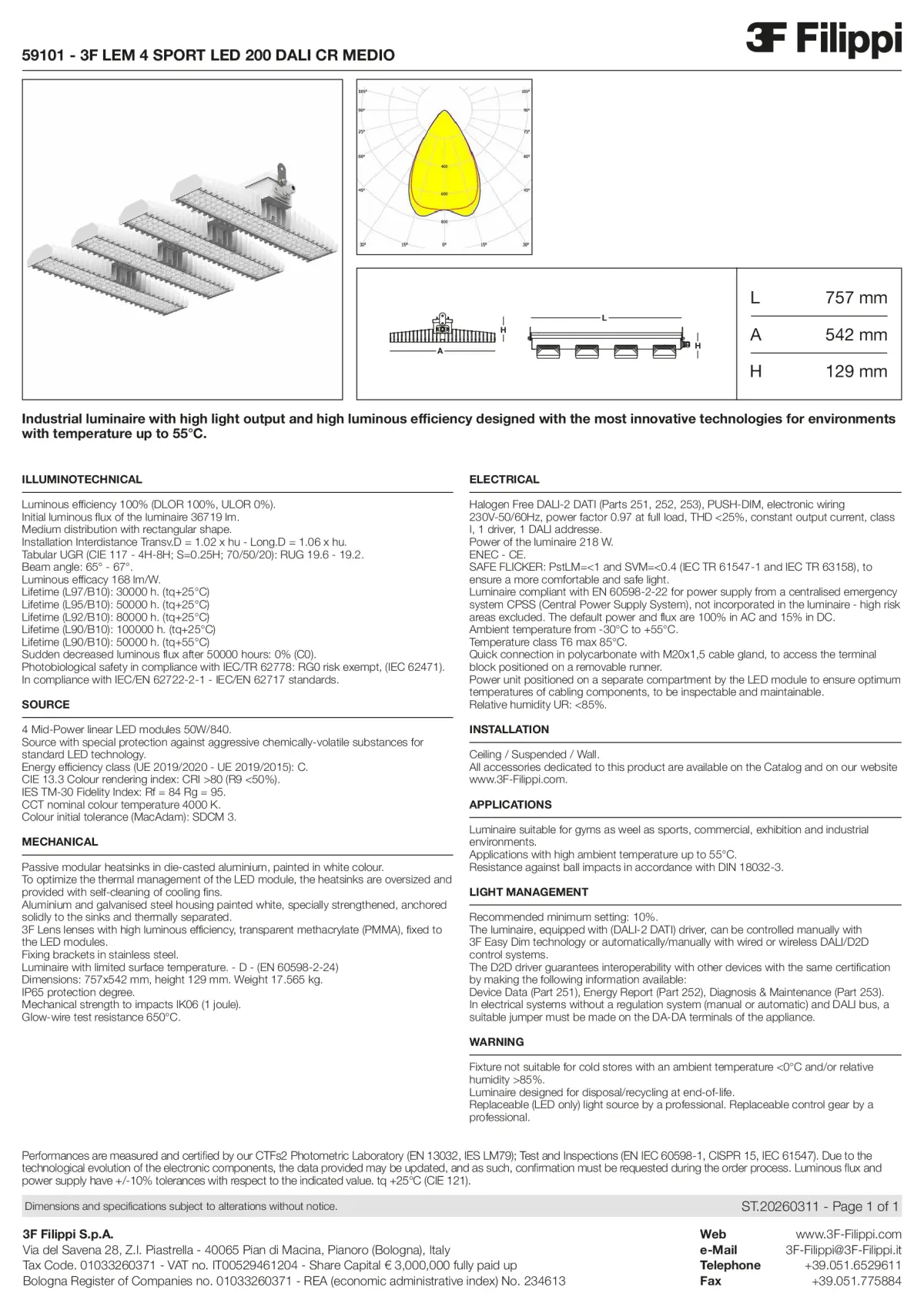 59101 - 3F LEM 4 SPORT LED 200 DALI CR MEDIO - Datasheet - en