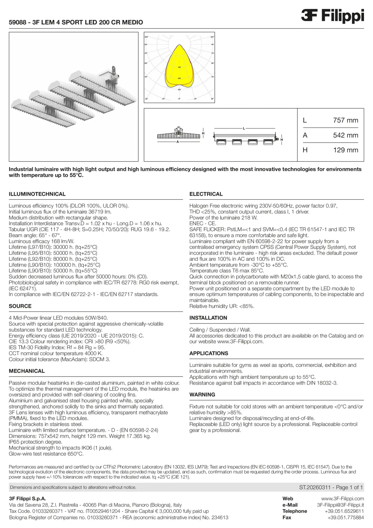 59088 - 3F LEM 4 SPORT LED 200 CR MEDIO - Datasheet - en