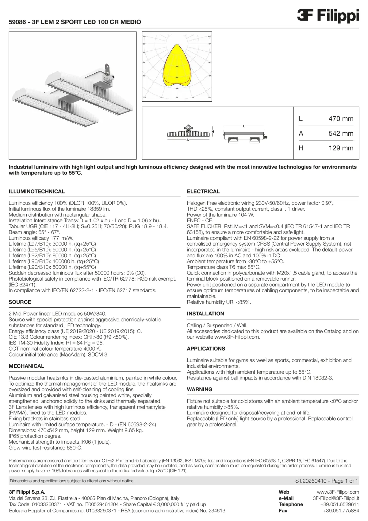 59086 - 3F LEM 2 SPORT LED 100 CR MEDIO - Datasheet - en