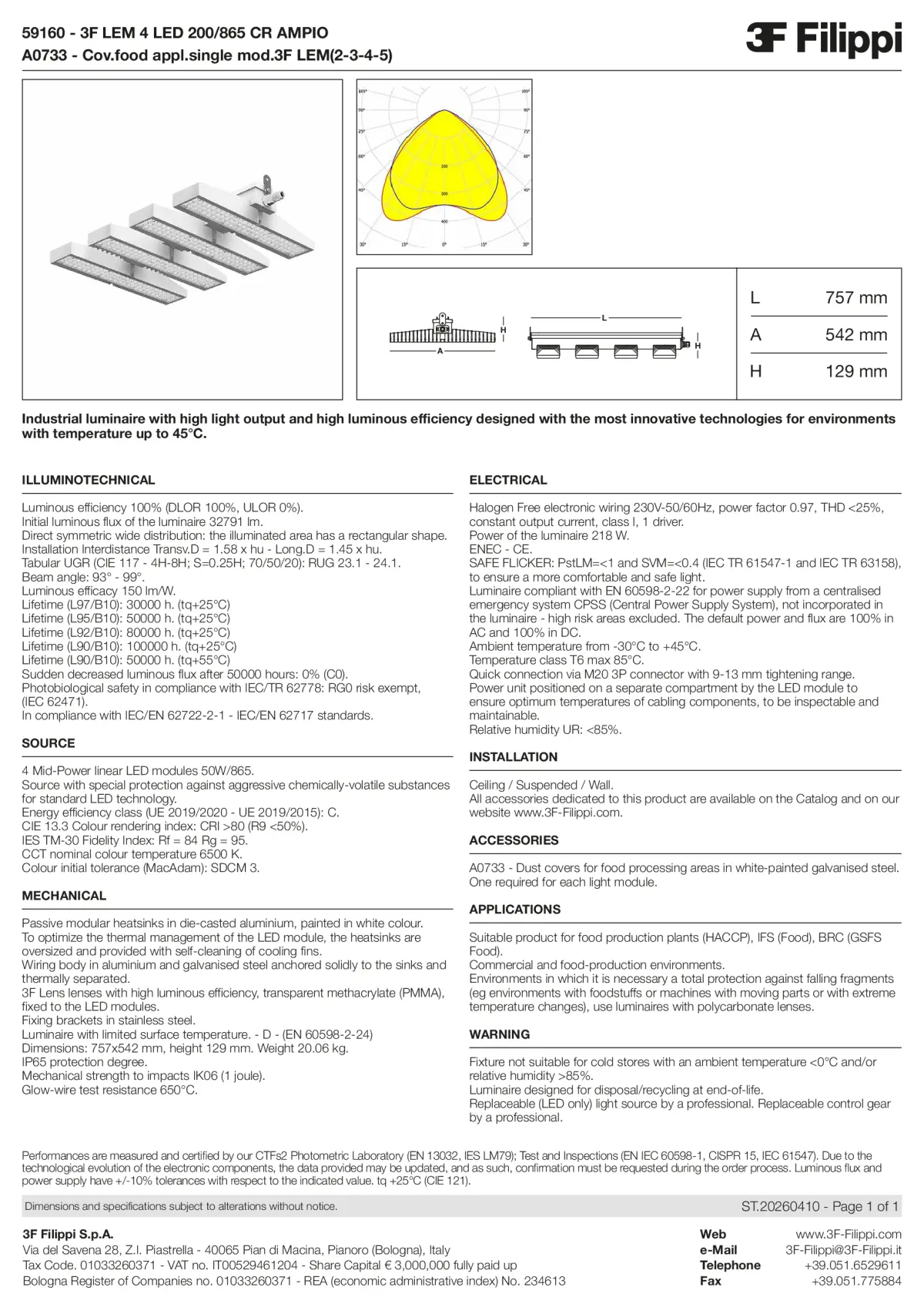 59160+A0733 - 3F LEM 4 LED 200-865 CR AMPIO + FOOD - Datasheet - en
