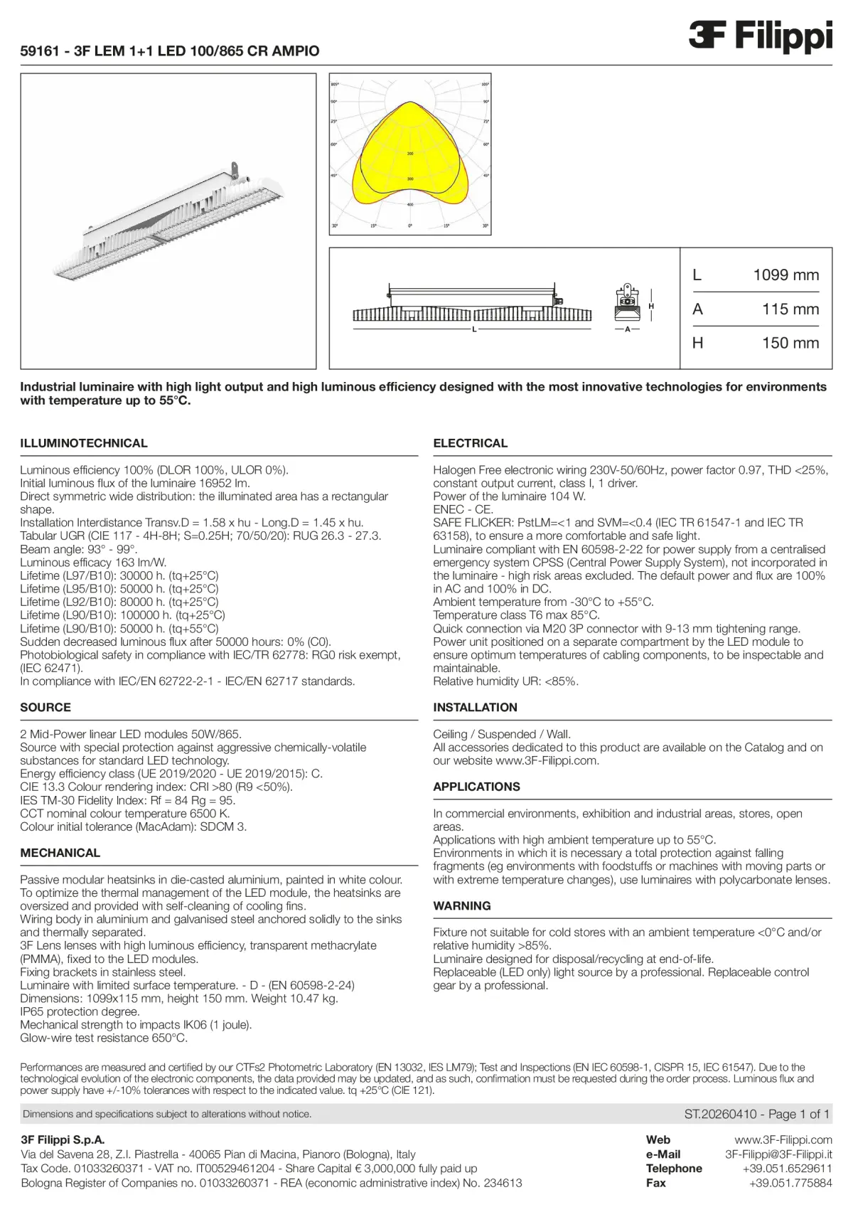 59161 - 3F LEM 1+1 LED 100-865 CR AMPIO - Datasheet - en