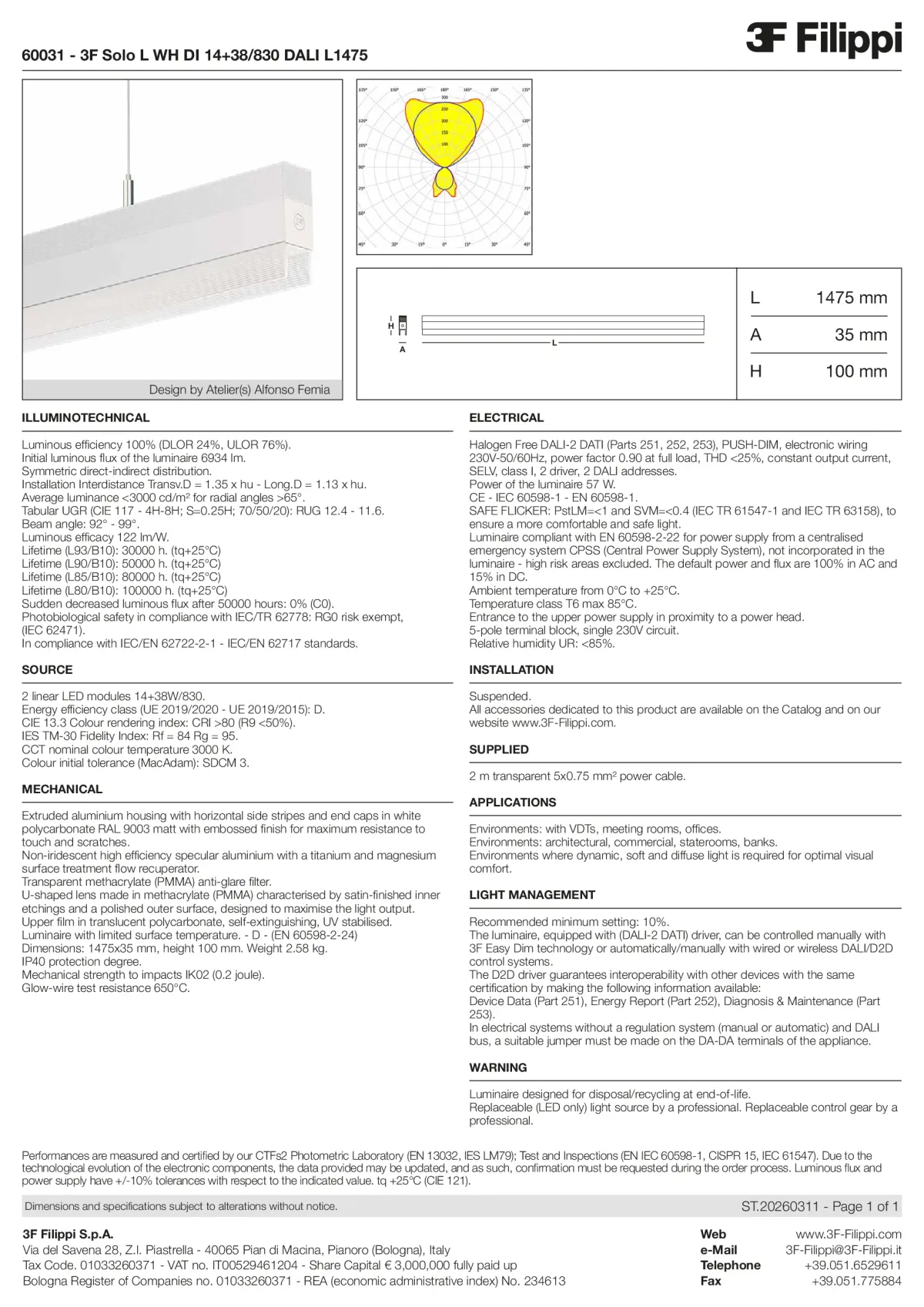 60031 - 3F Solo L WH DI 14+38-830 DALI L1475 - Datasheet - en