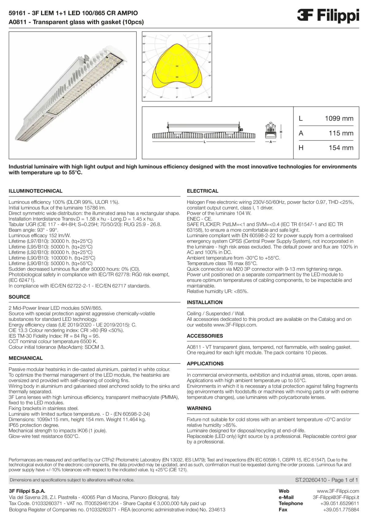 59161+A0811 - 3F LEM 1+1 LED 100-865 CR AMPIO + VT - Datasheet - en