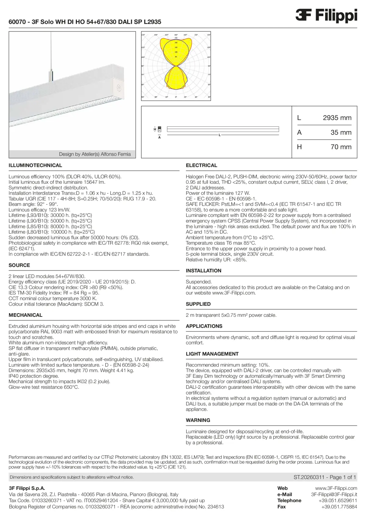 60070 - 3F Solo WH DI HO 54+67-830 DALI SP L2935 - Datasheet - en