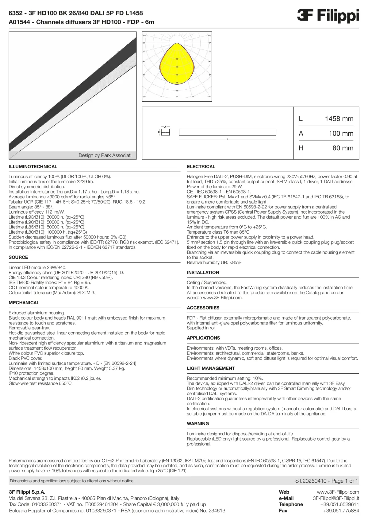 6352+A01544 - 3F HD100 BK 26-840 DALI 5P FD L1458 + FDP - Datasheet - en