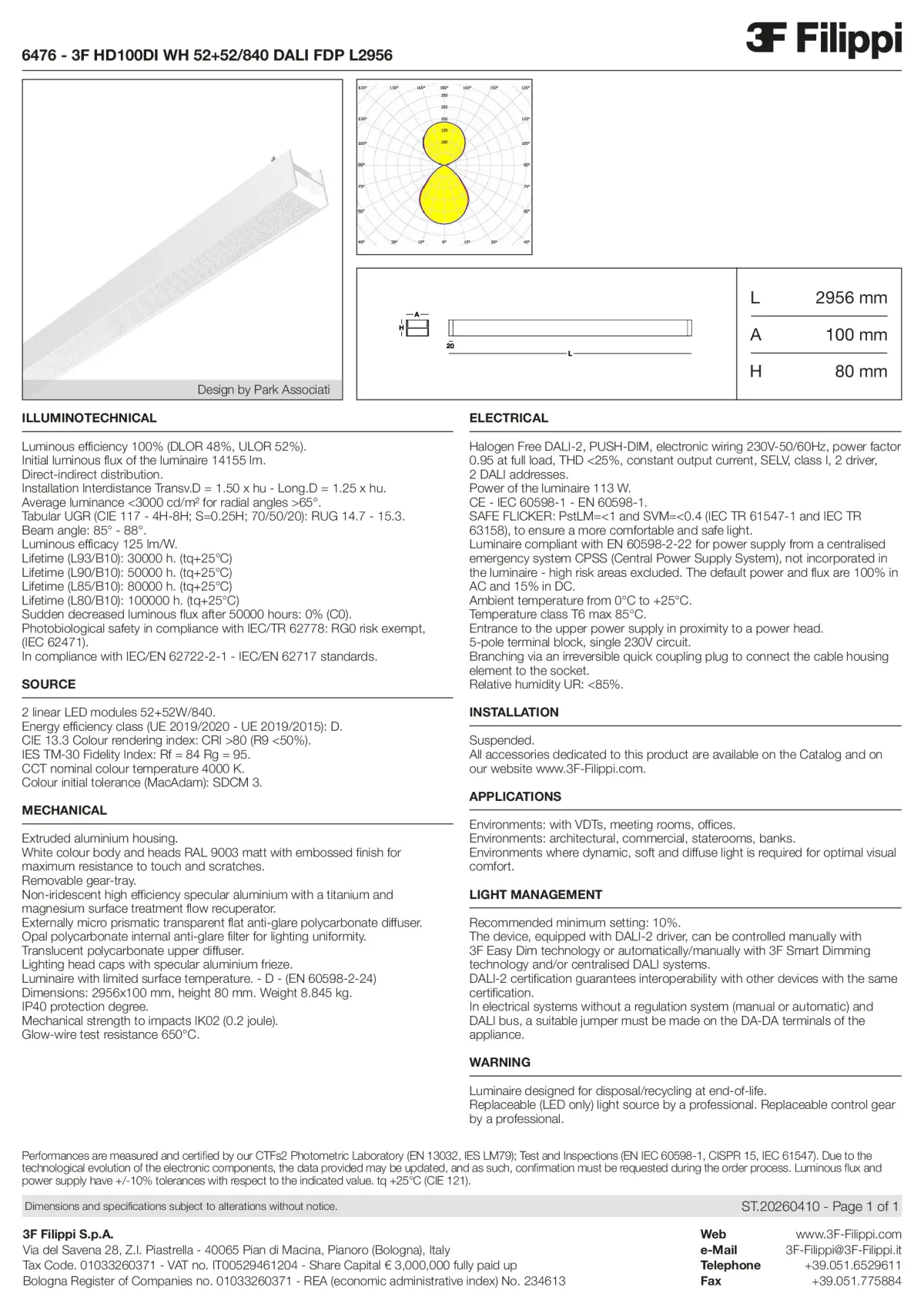 6476 - 3F HD100DI WH 52+52-840 DALI FDP L2956 - Datasheet - en