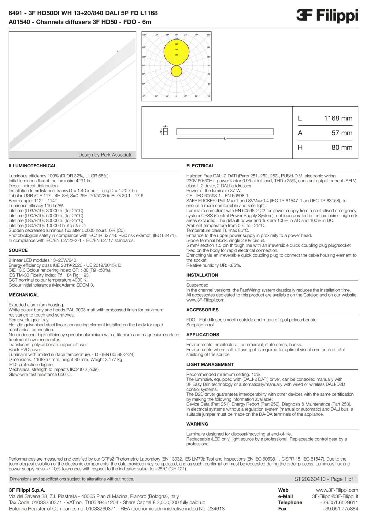 6491+A01540 - 3F HD50DI WH 13+20-840 DALI 5P FD L1168 + FDO - Datasheet - en