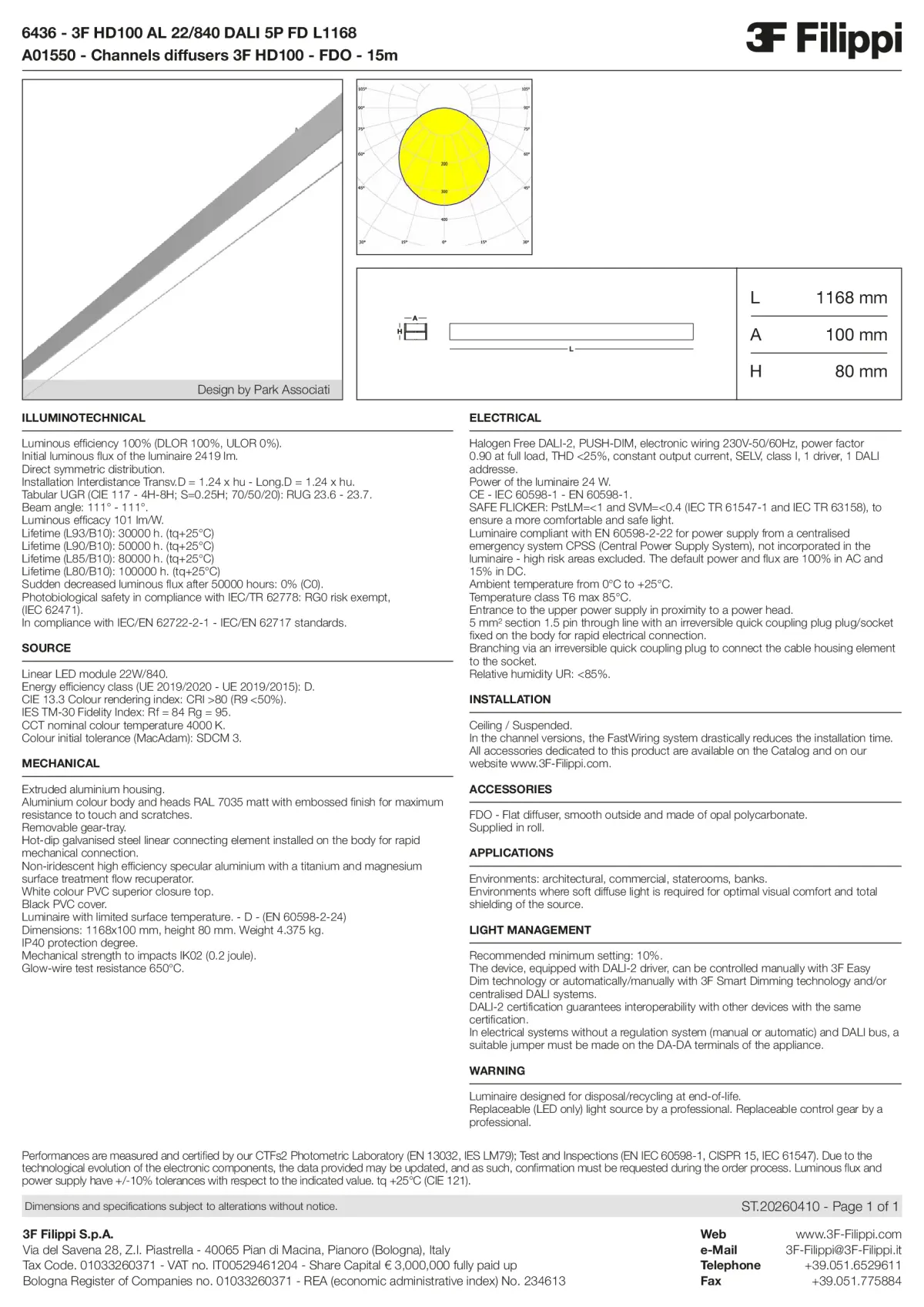 6436+A01550 - 3F HD100 AL 22-840 DALI 5P FD L1168 + FDO - Datasheet - en