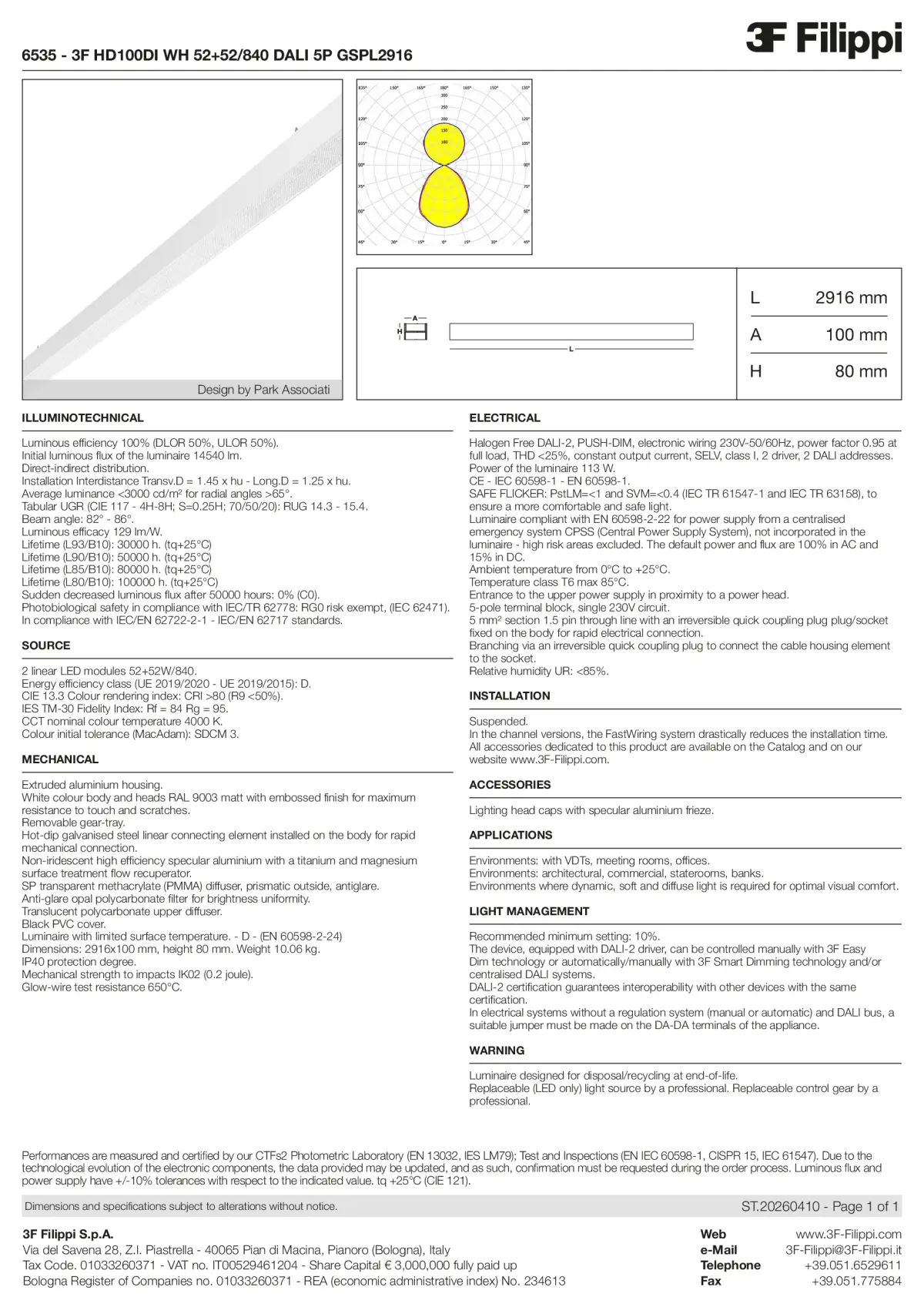 6535 - 3F HD100DI WH 52+52-840 DALI 5P GSPL2916 - Datasheet - en