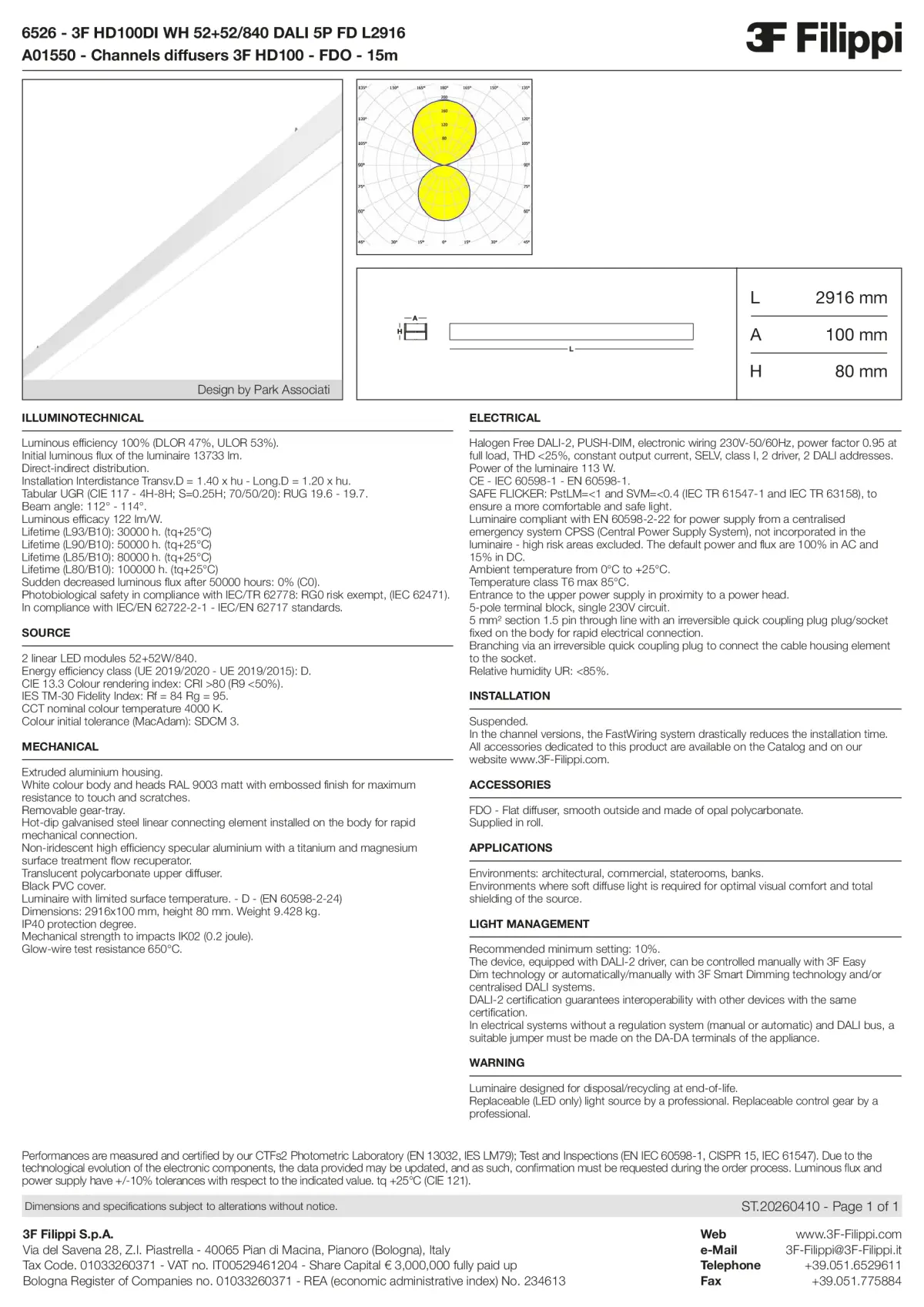 6526+A01550 - 3F HD100DI WH 52+52-840 DALI 5P FD L2916 + FDO - Datasheet - en