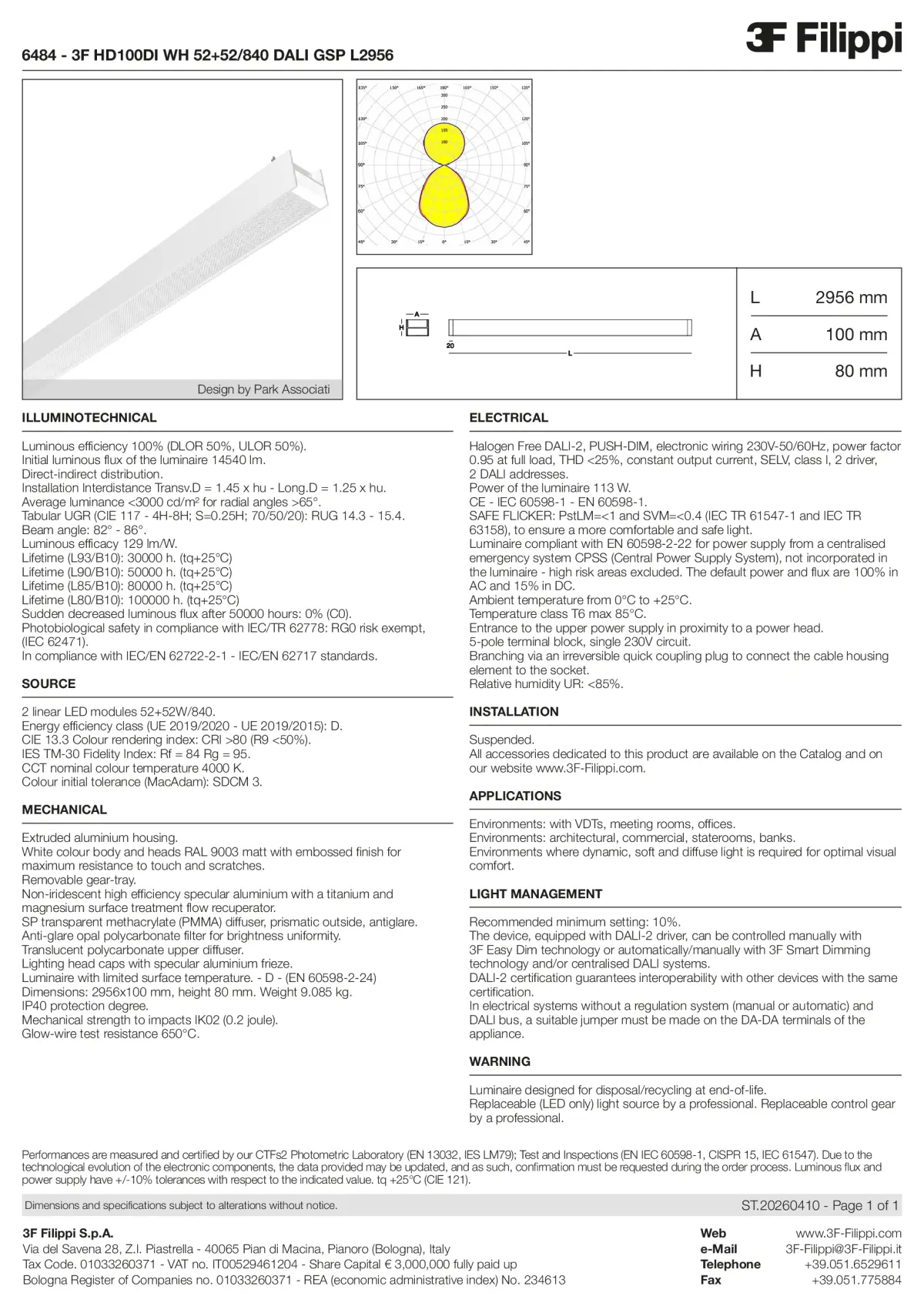 6484 - 3F HD100DI WH 52+52-840 DALI GSP L2956 - Datasheet - en