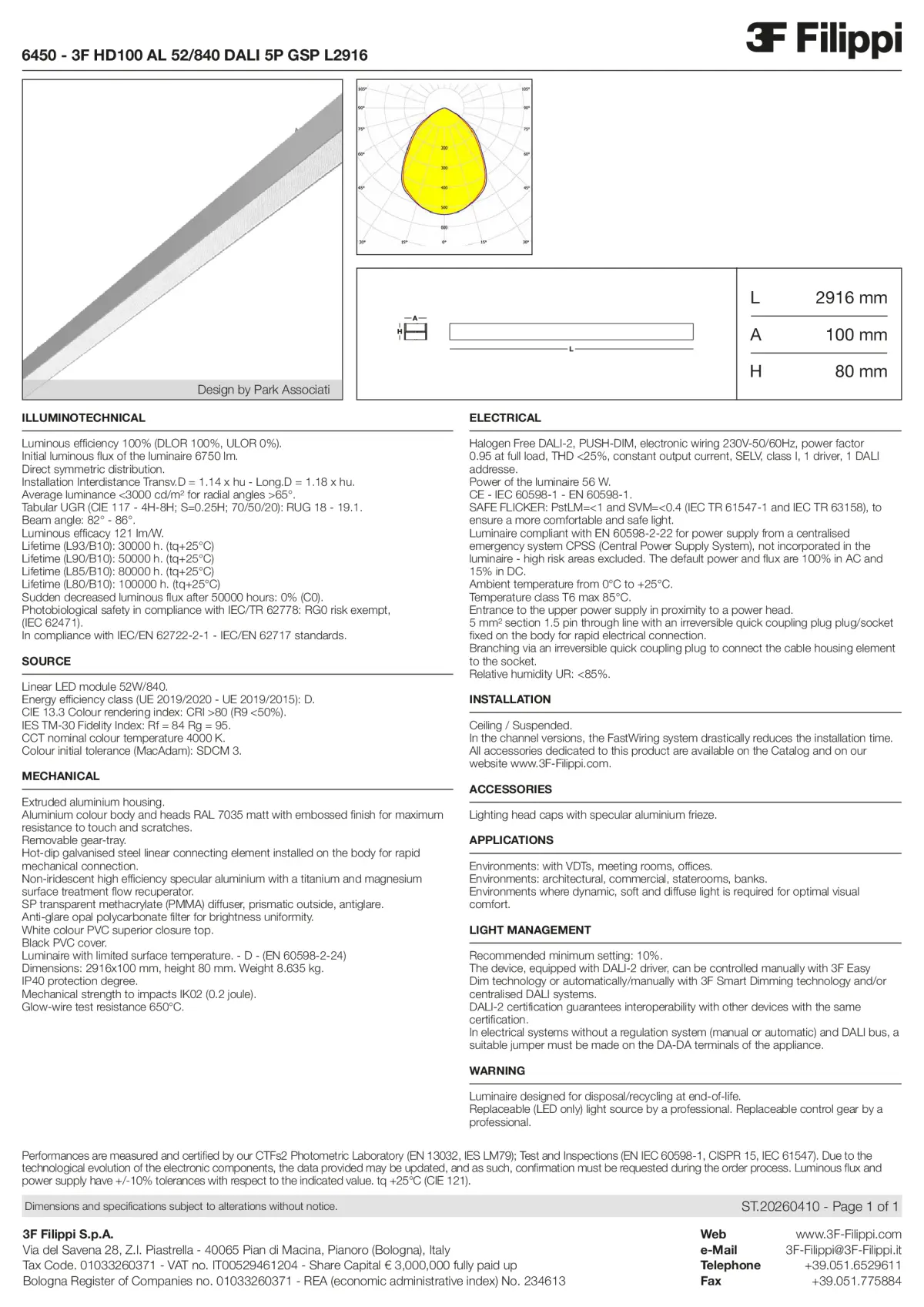 6450 - 3F HD100 AL 52-840 DALI 5P GSP L2916 - Datasheet - en