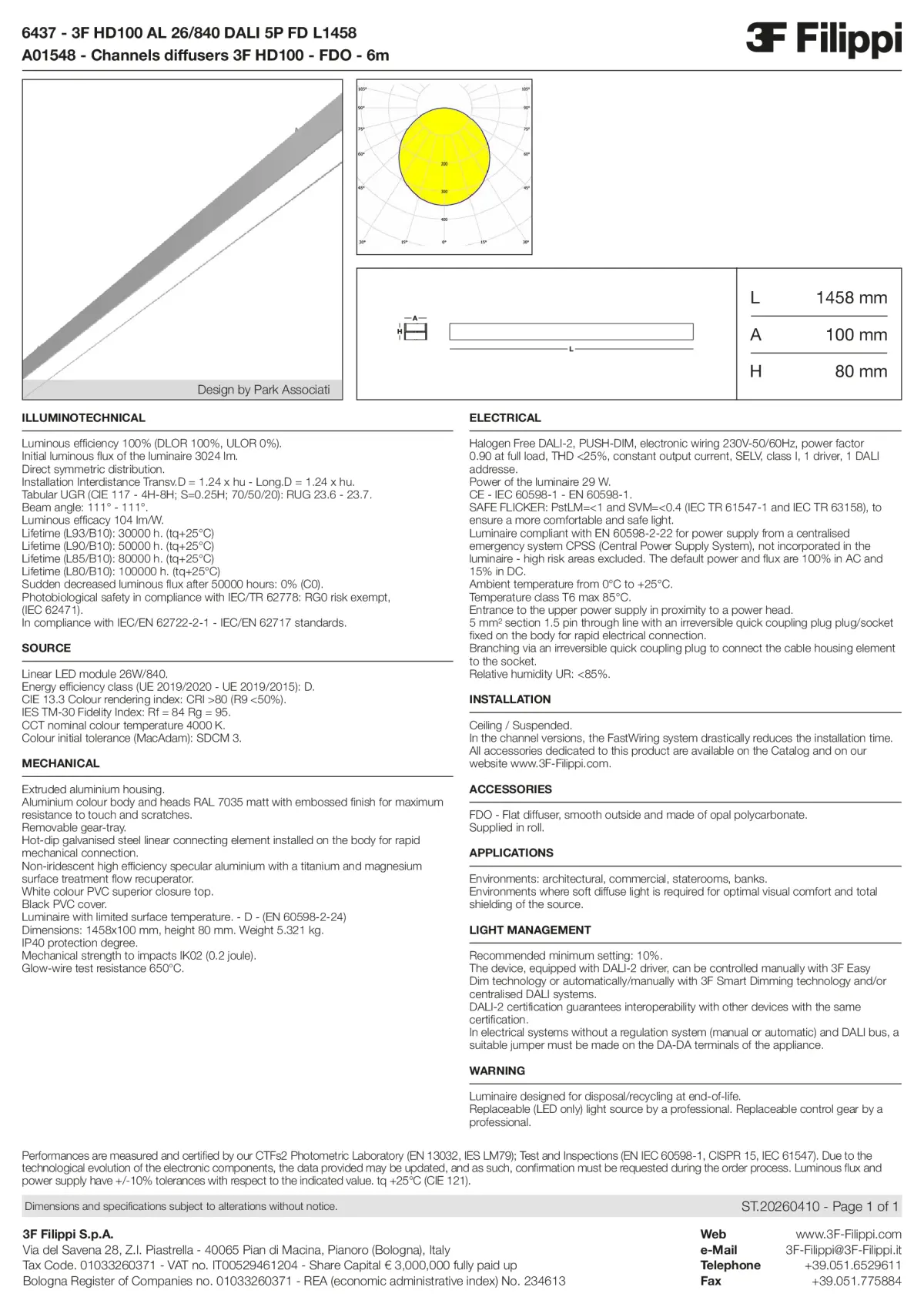 6437+A01548 - 3F HD100 AL 26-840 DALI 5P FD L1458 + FDO - Datasheet - en