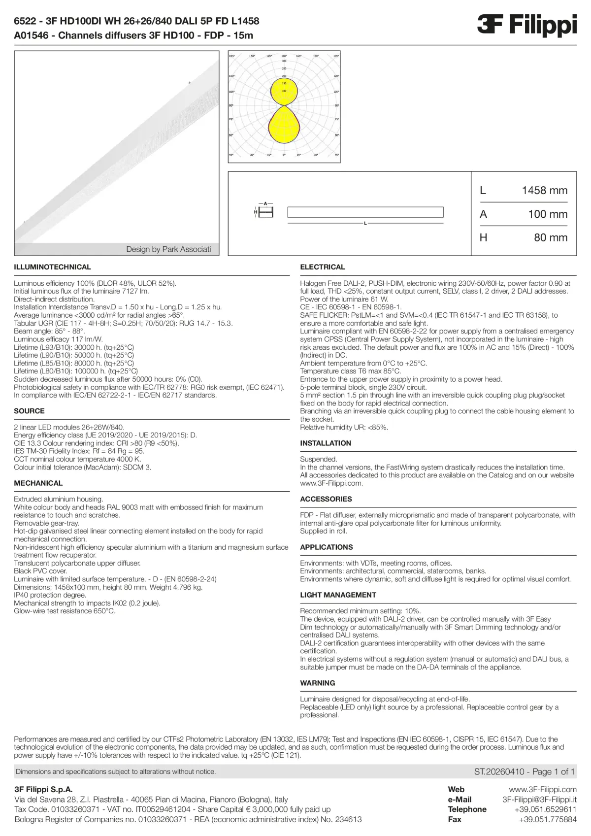 6522+A01546 - 3F HD100DI WH 26+26-840 DALI 5P FD L1458 + FDP - Datasheet - en
