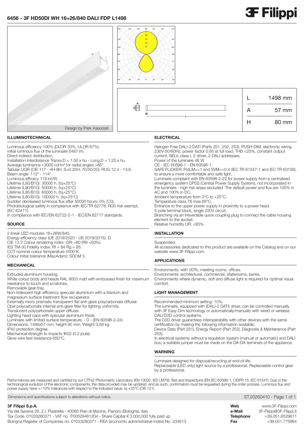 6456 - 3F HD50DI WH 16+26-840 DALI FDP L1498 - Datasheet - en