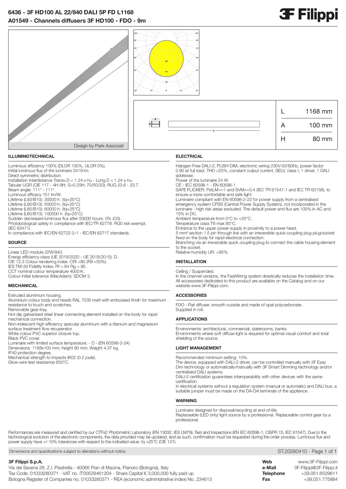 6436+A01549 - 3F HD100 AL 22-840 DALI 5P FD L1168 + FDO - Datasheet - en
