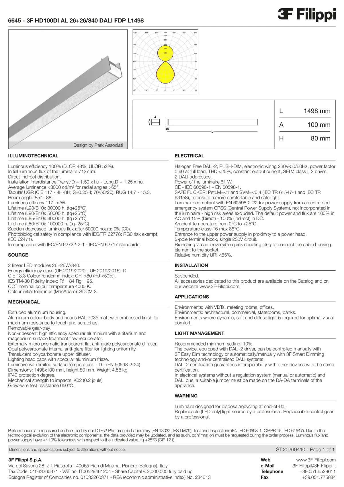 6645 - 3F HD100DI AL 26+26-840 DALI FDP L1498 - Datasheet - en