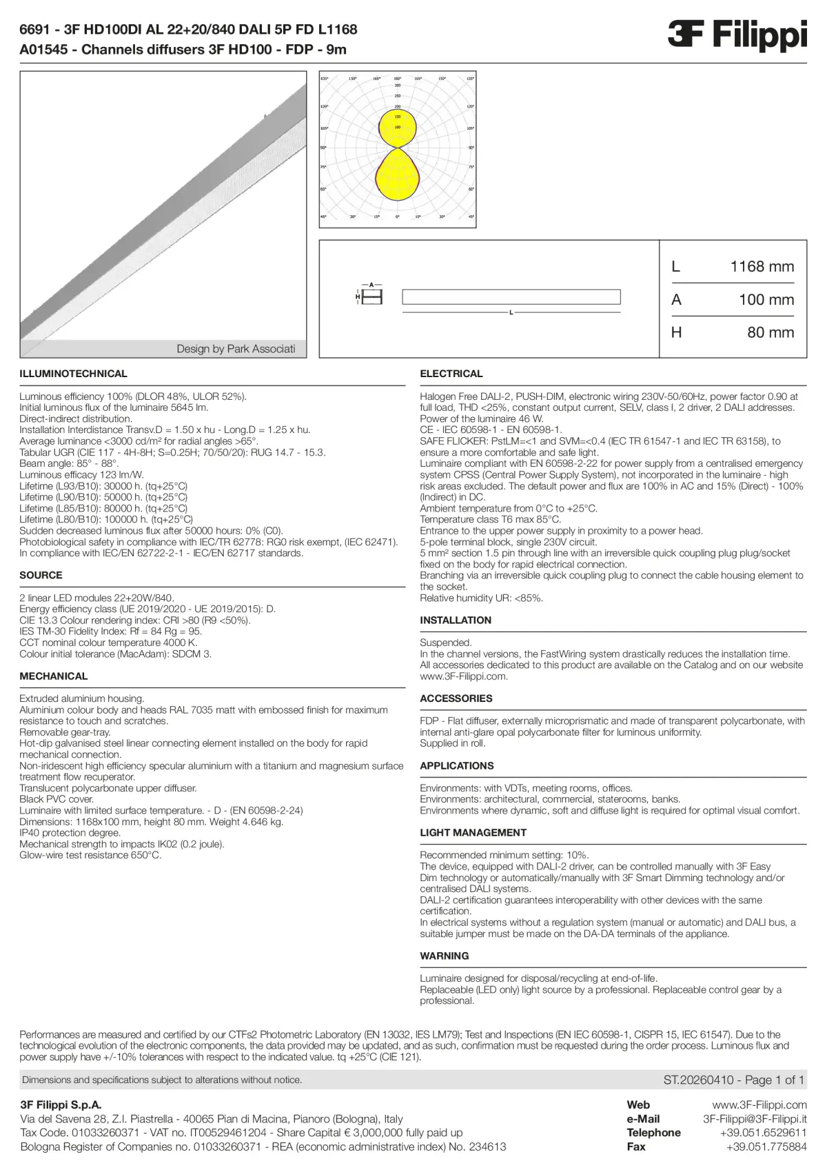 6691+A01545 - 3F HD100DI AL 22+20-840 DALI 5P FD L1168 + FDP - Datasheet - en