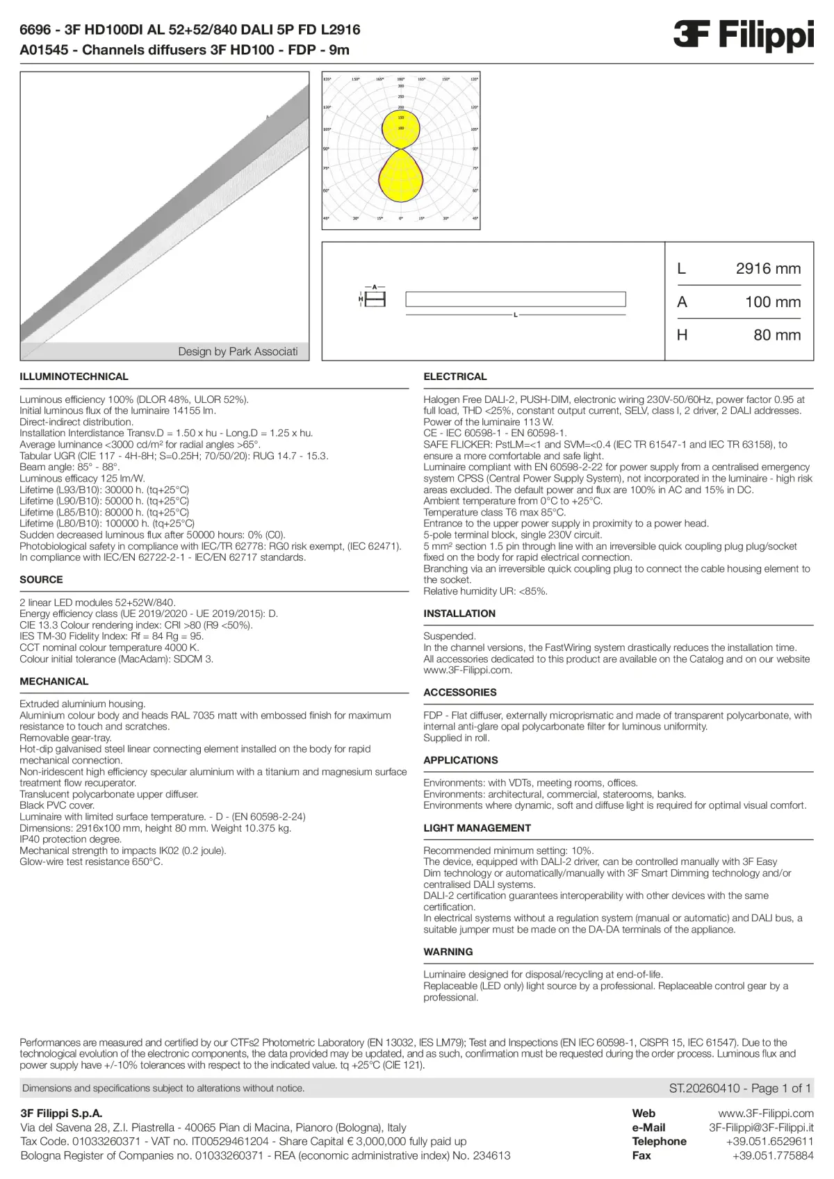 6696+A01545 - 3F HD100DI AL 52+52-840 DALI 5P FD L2916 + FDP - Datasheet - en