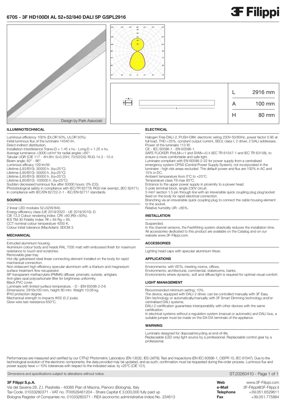 6705 - 3F HD100DI AL 52+52-840 DALI 5P GSPL2916 - Datasheet - en