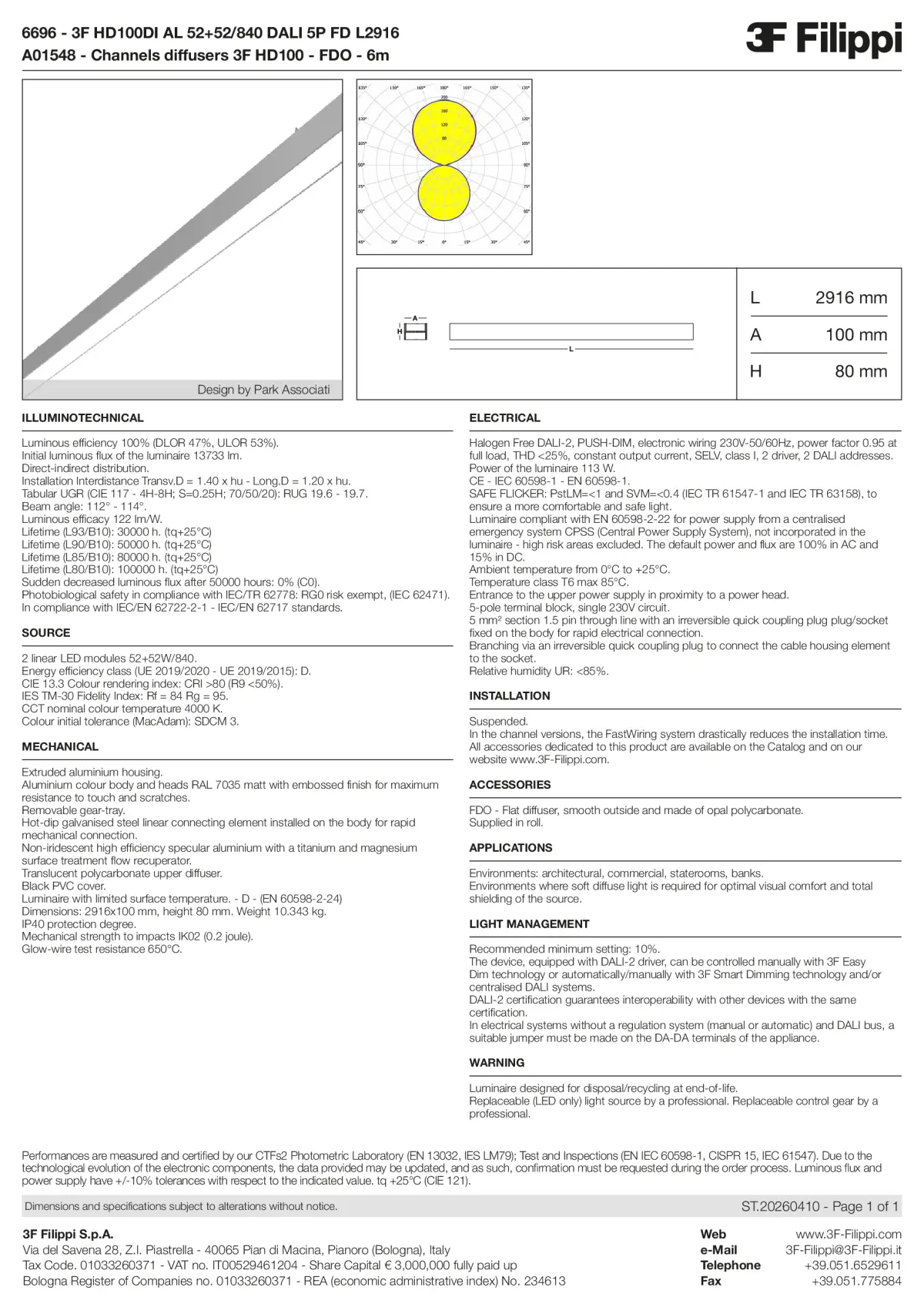 6696+A01548 - 3F HD100DI AL 52+52-840 DALI 5P FD L2916 + FDO - Datasheet - en