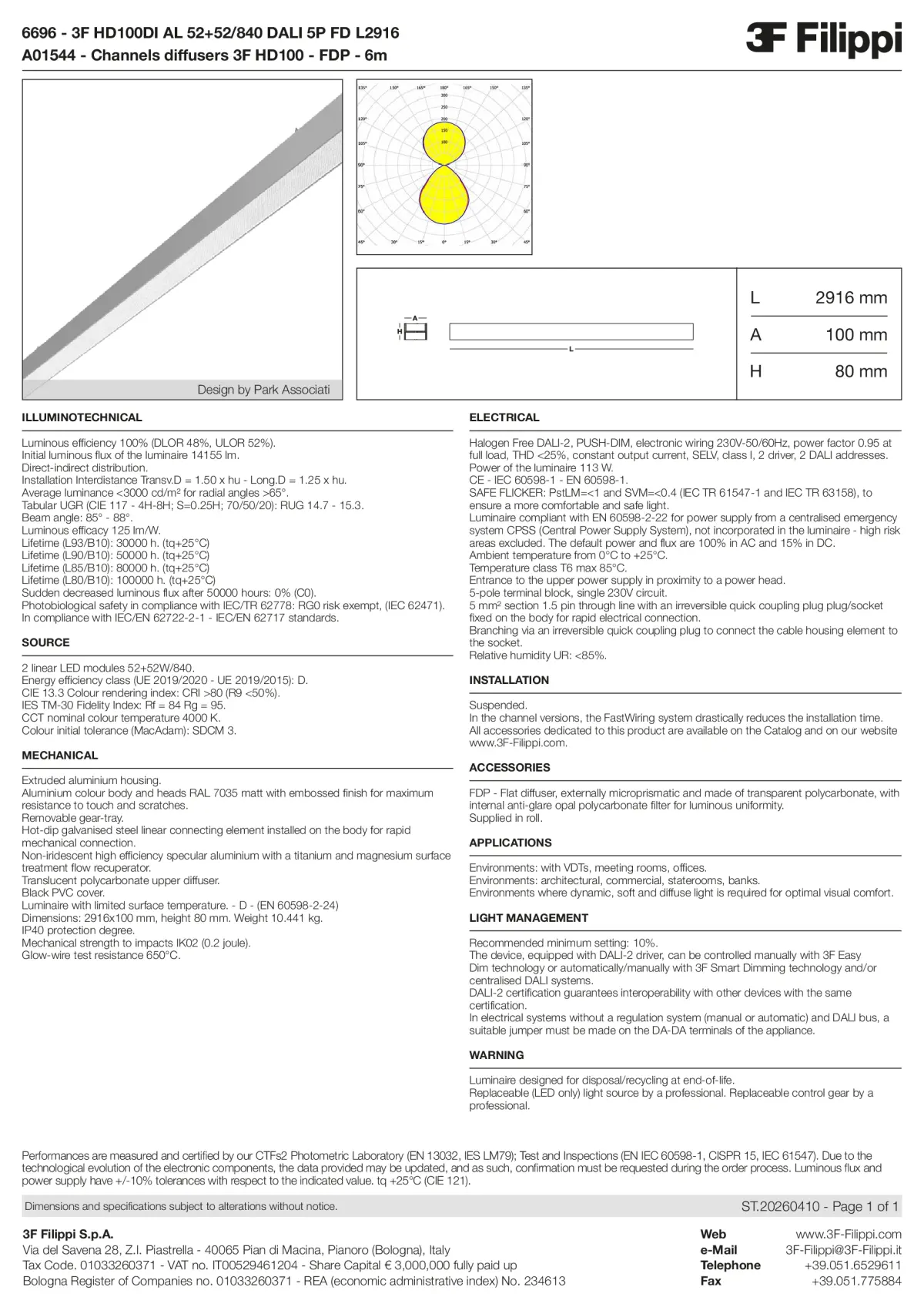 6696+A01544 - 3F HD100DI AL 52+52-840 DALI 5P FD L2916 + FDP - Datasheet - en