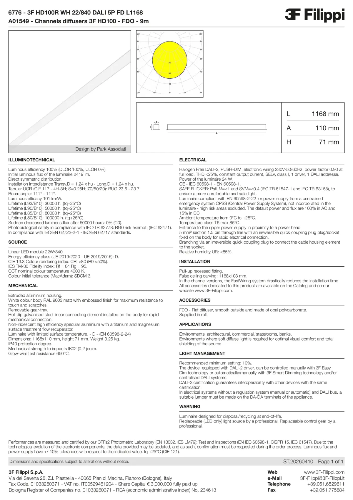 6776+A01549 - 3F HD100R WH 22-840 DALI 5P FD L1168 + FDO - Datasheet - en