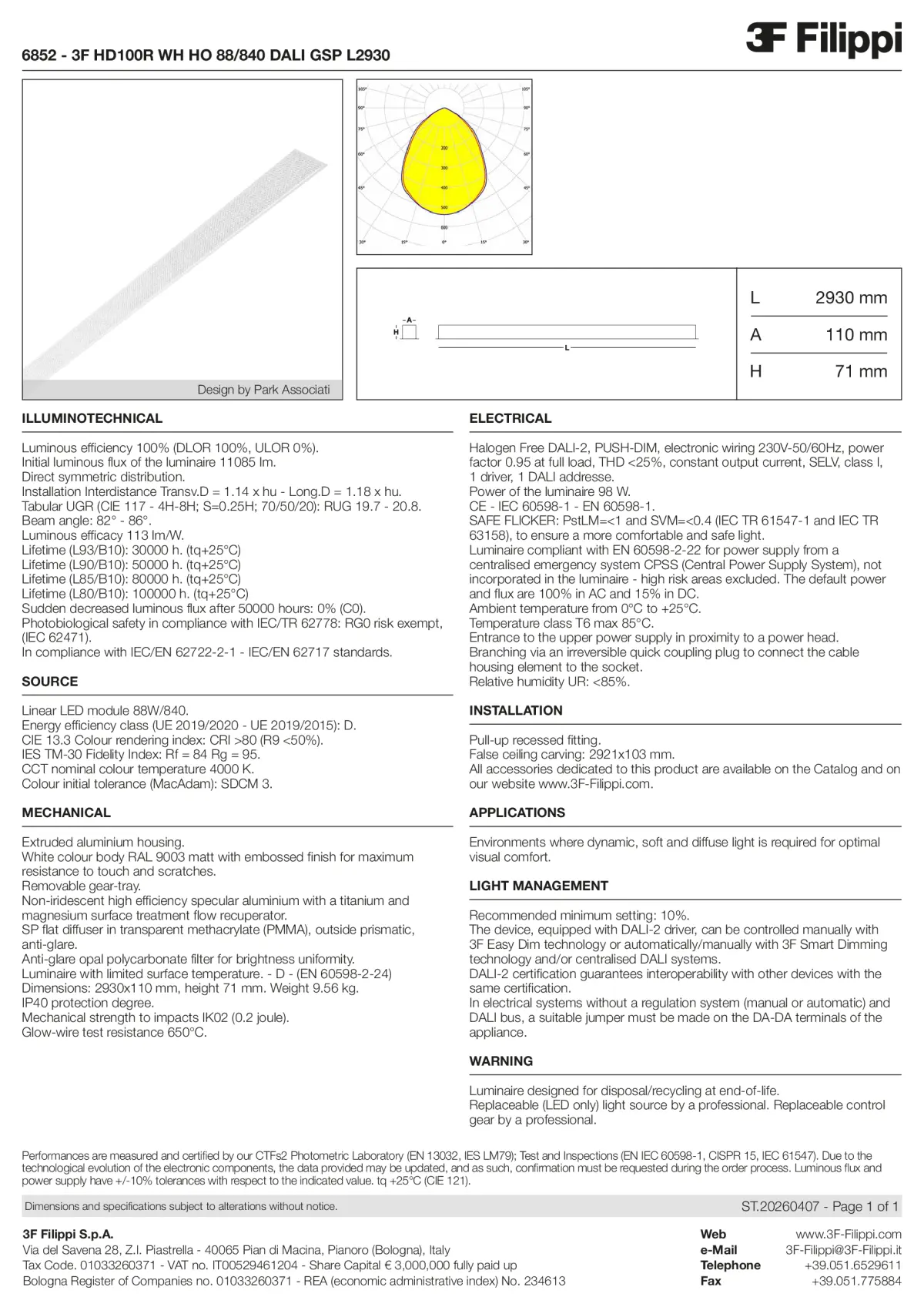 6852 - 3F HD100R WH HO 88-840 DALI GSP L2930 - Datasheet - en