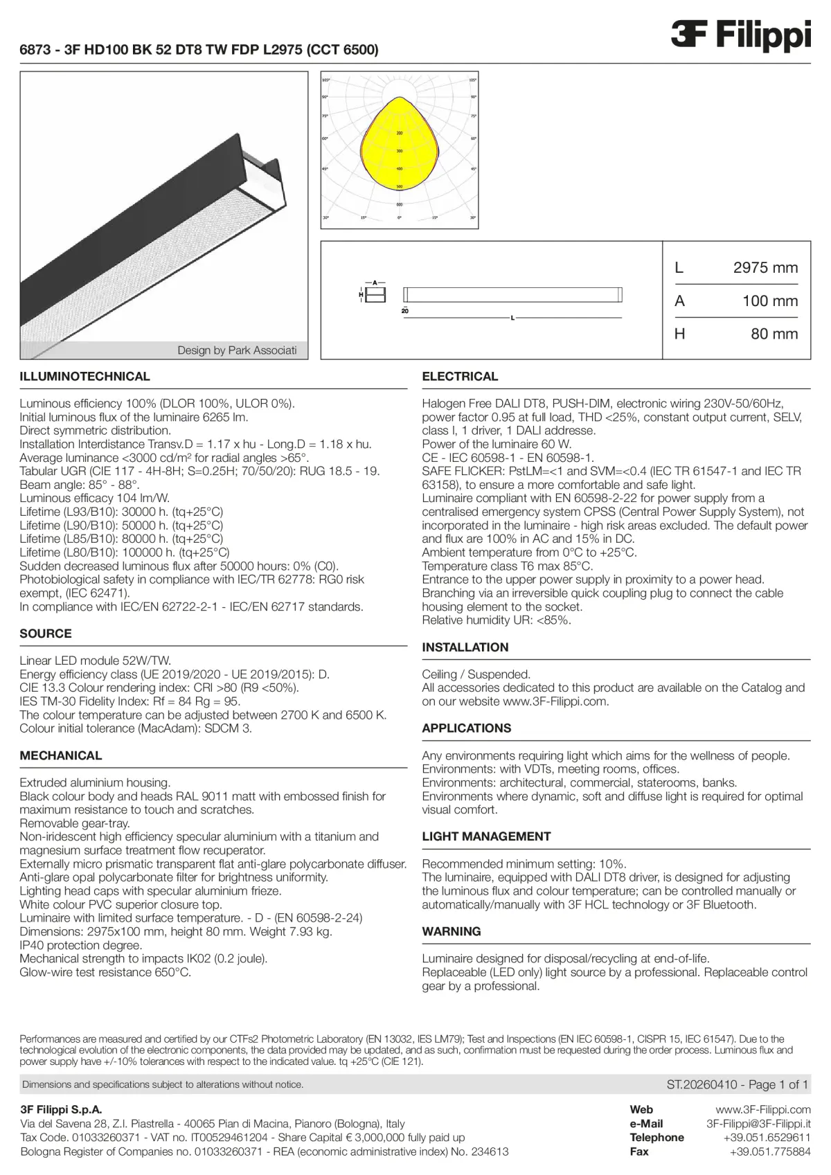 6873 - 3F HD100 BK 52 DT8 TW FDP L2975 (CCT 6500) - Datasheet - en