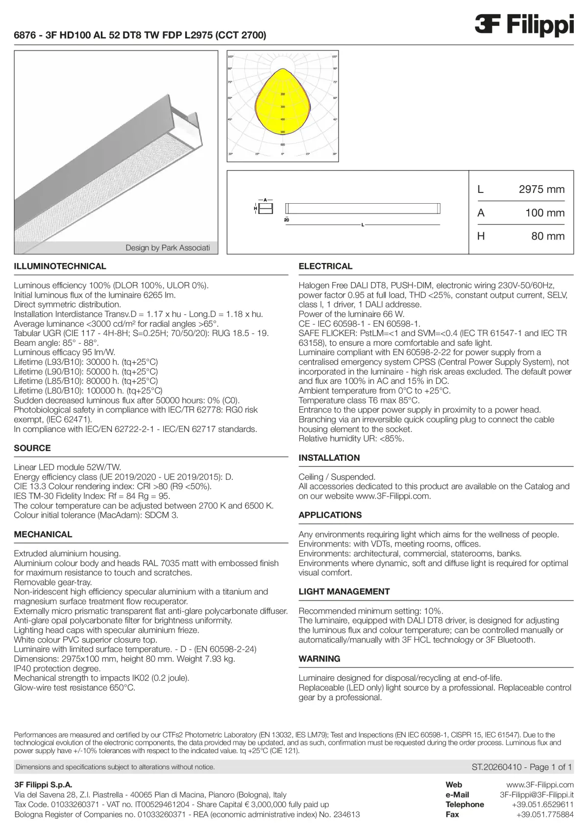 6876 - 3F HD100 AL 52 DT8 TW FDP L2975 (CCT 2700) - Datasheet - en