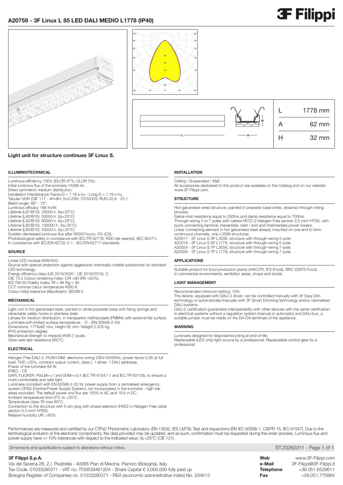 A20759 - 3F Linux L 85 LED DALI MEDIO L1778 (IP40) - Datasheet - en