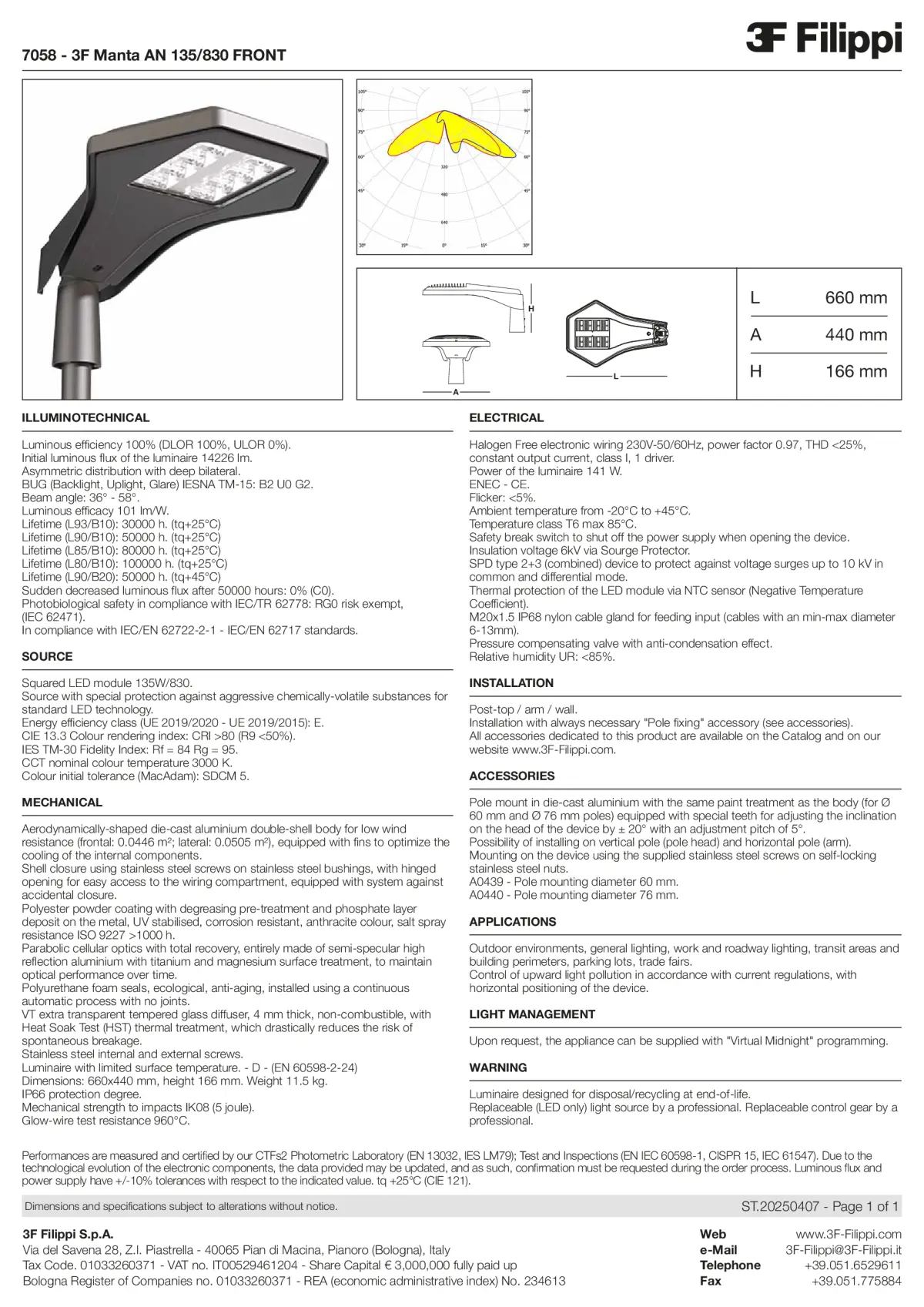7058 - 3F Manta AN 135-830 FRONT - Datasheet - en