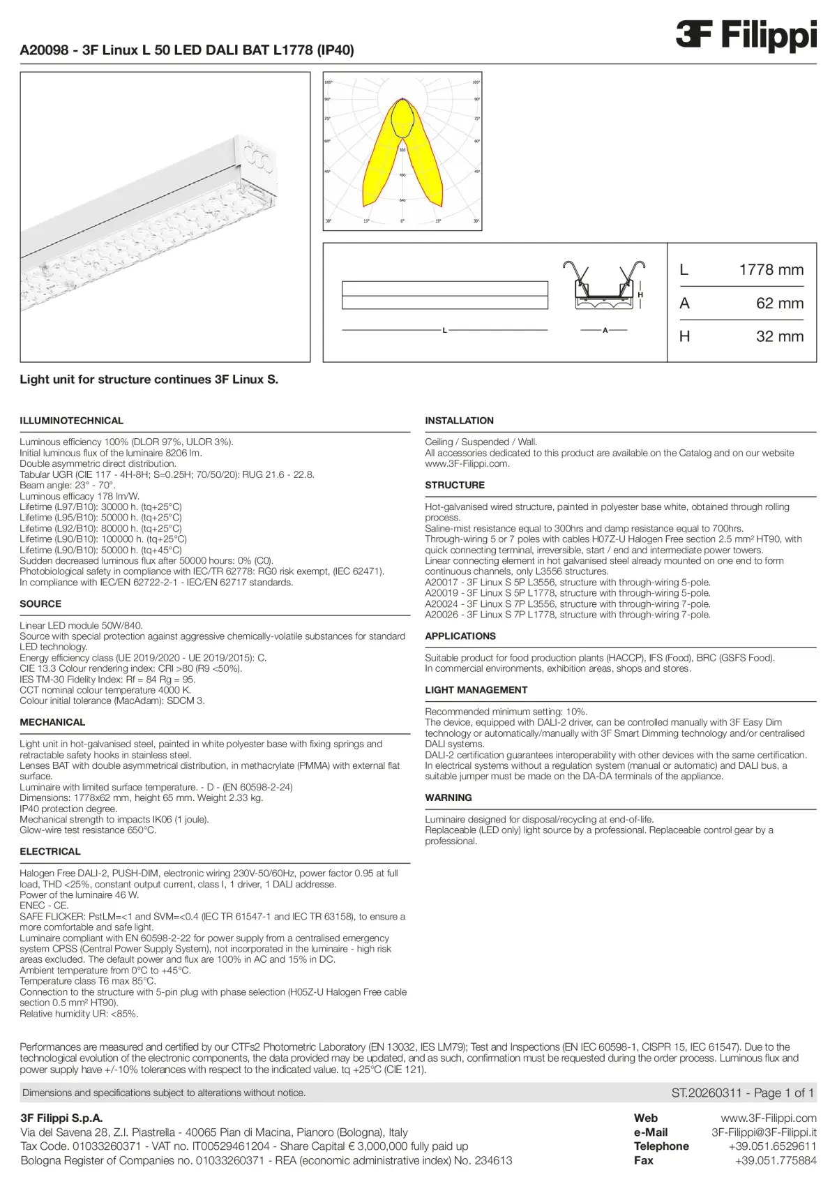 A20098 - 3F Linux L 50 LED DALI BAT L1778 (IP40) - Datasheet - en