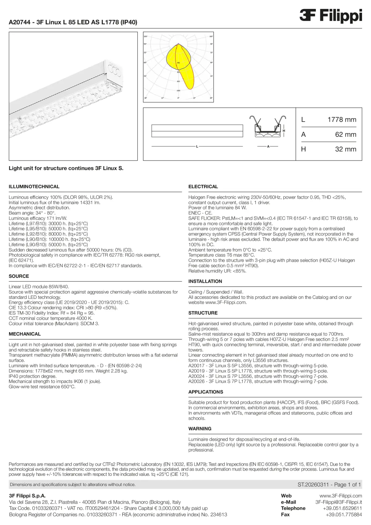 A20744 - 3F Linux L 85 LED AS L1778 (IP40) - Datasheet - en