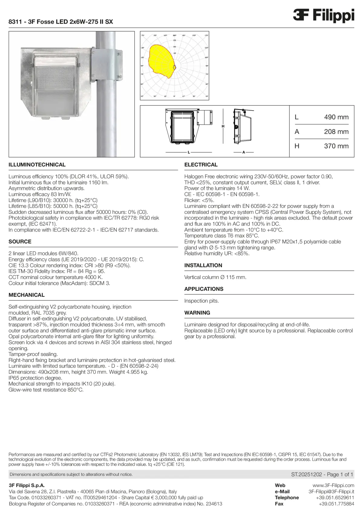 8311 - 3F Fosse LED 2x6W-275 II SX - Datasheet - en