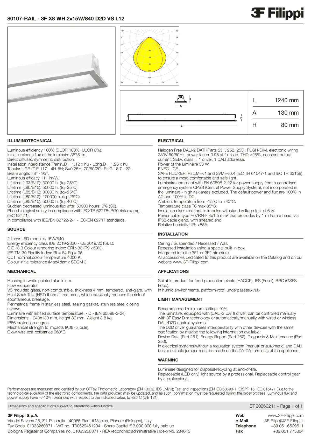 80107-RAIL - 3F X8 WH 2x15W-840 D2D VS L12 - Datasheet - en