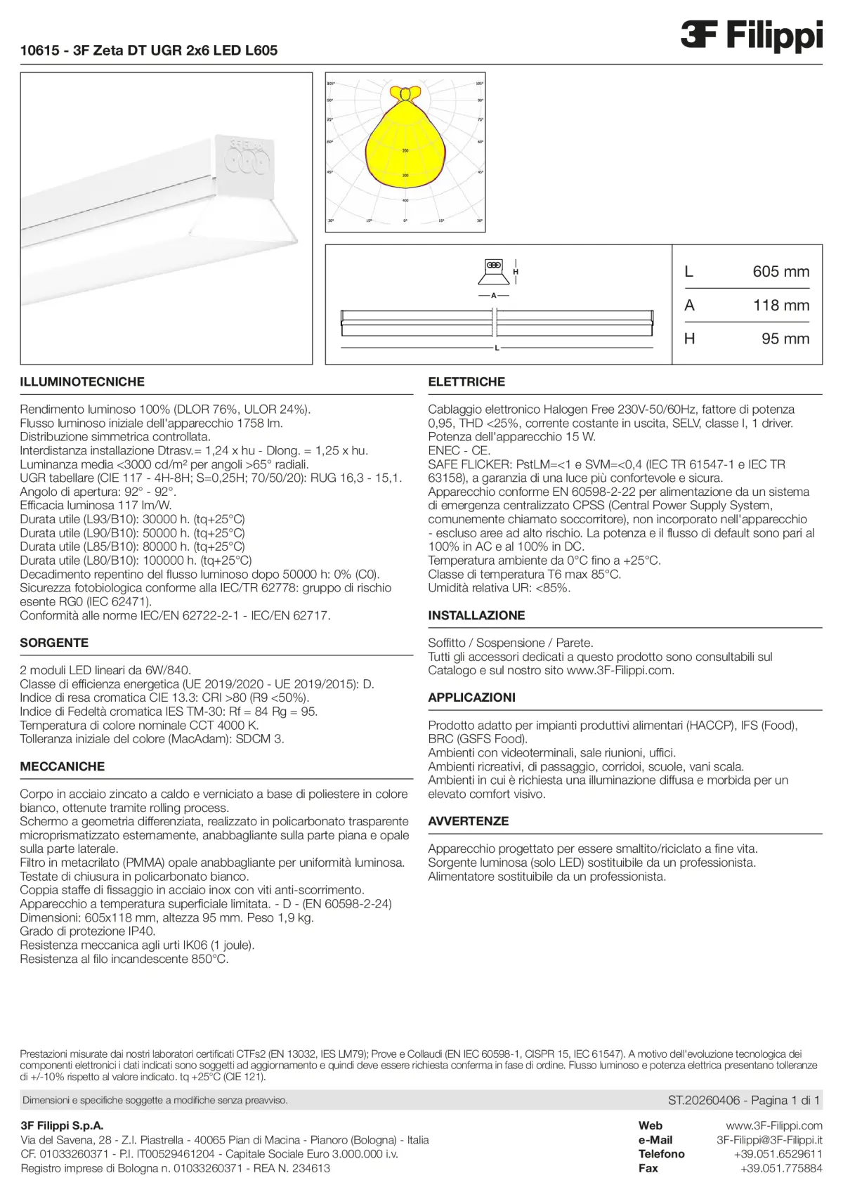 10615 - 3F Zeta DT UGR 2x6 LED L605 - Datasheet - it