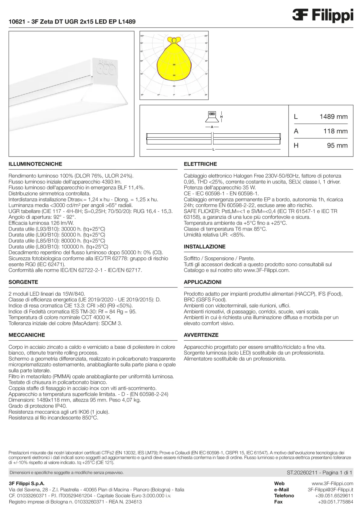 10621 - 3F Zeta DT UGR 2x15 LED EP L1489 - Datasheet - it
